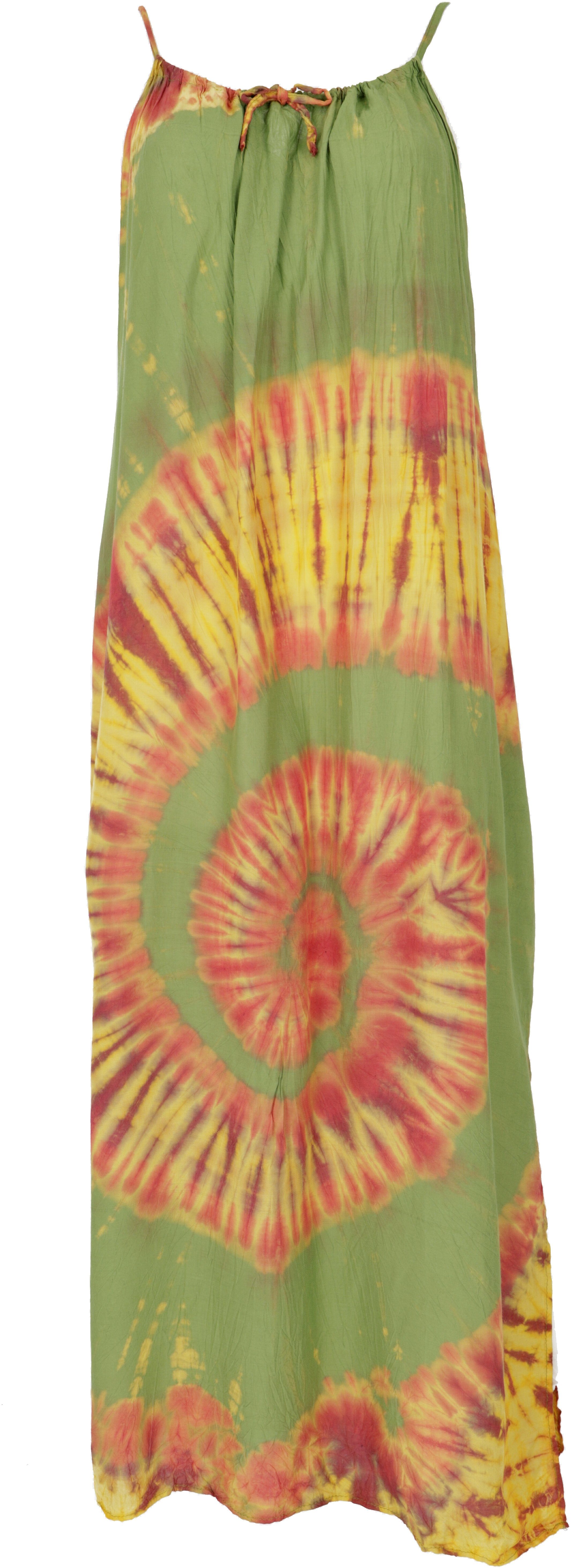Guru-Shop Midikleid Batik alternative Trägerkleid,.. Bekleidung grün Hippiekleid, Sommerkleid