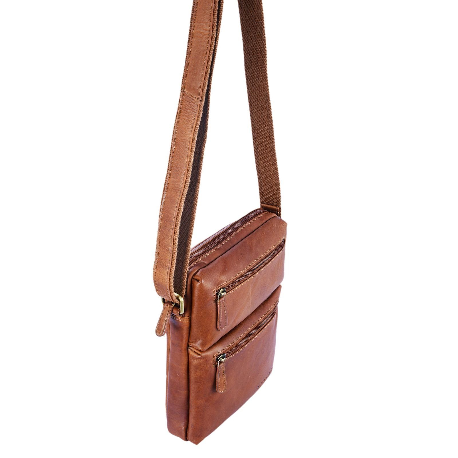 STILORD Bag "Moritz" braun Umhängetasche Kleine Ledertasche cognac braun - Messenger