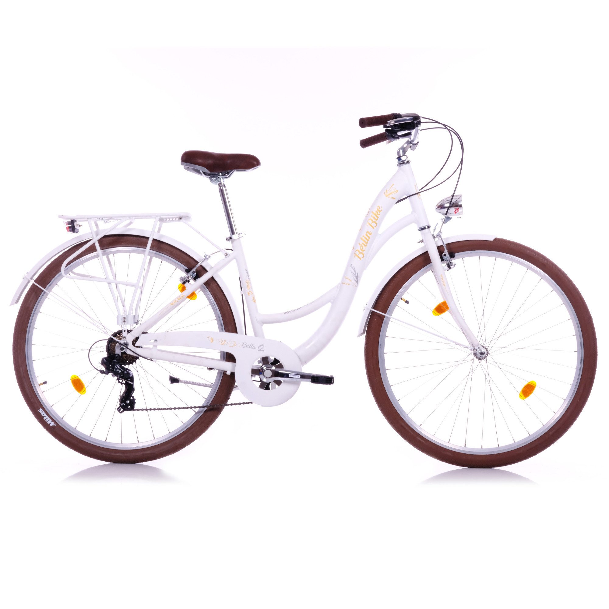 BERLIN BIKE Cityrad Bella 2 Damen Hollandrad 28 Zoll – Alurahmen & Shimano 7‑Gang, Shimano RD-TY300 Schaltwerk, Kettenschaltung, (Set, Shimano 7-Gang-Schaltung), mit 28" x 2,00" luftreifen – perfekt für stadt & alltag