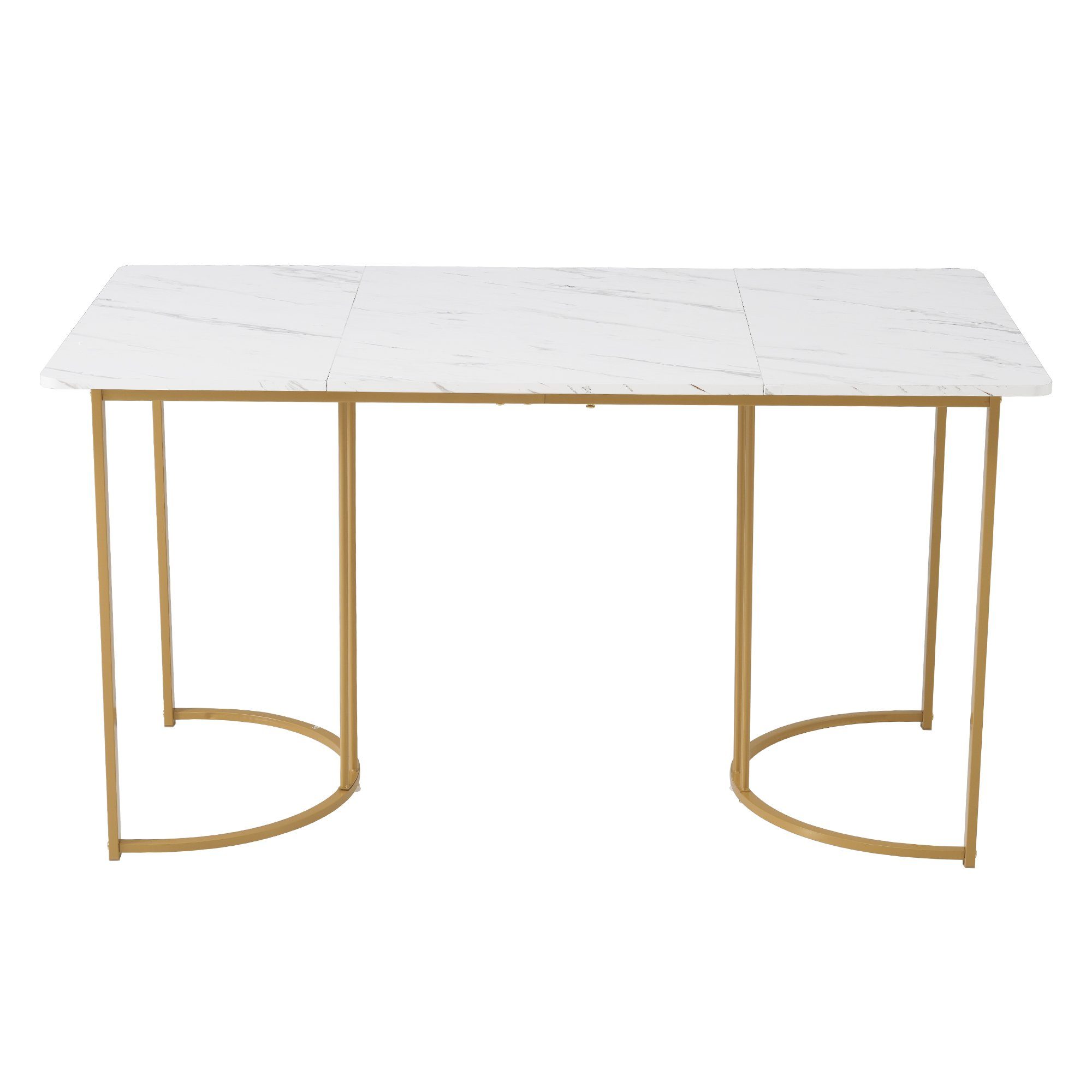 Esstisch (140x80x75 cm, nur Tisch), rechteckig Küchentisch Marmoroptik Esszimmertisch, Metallbeine