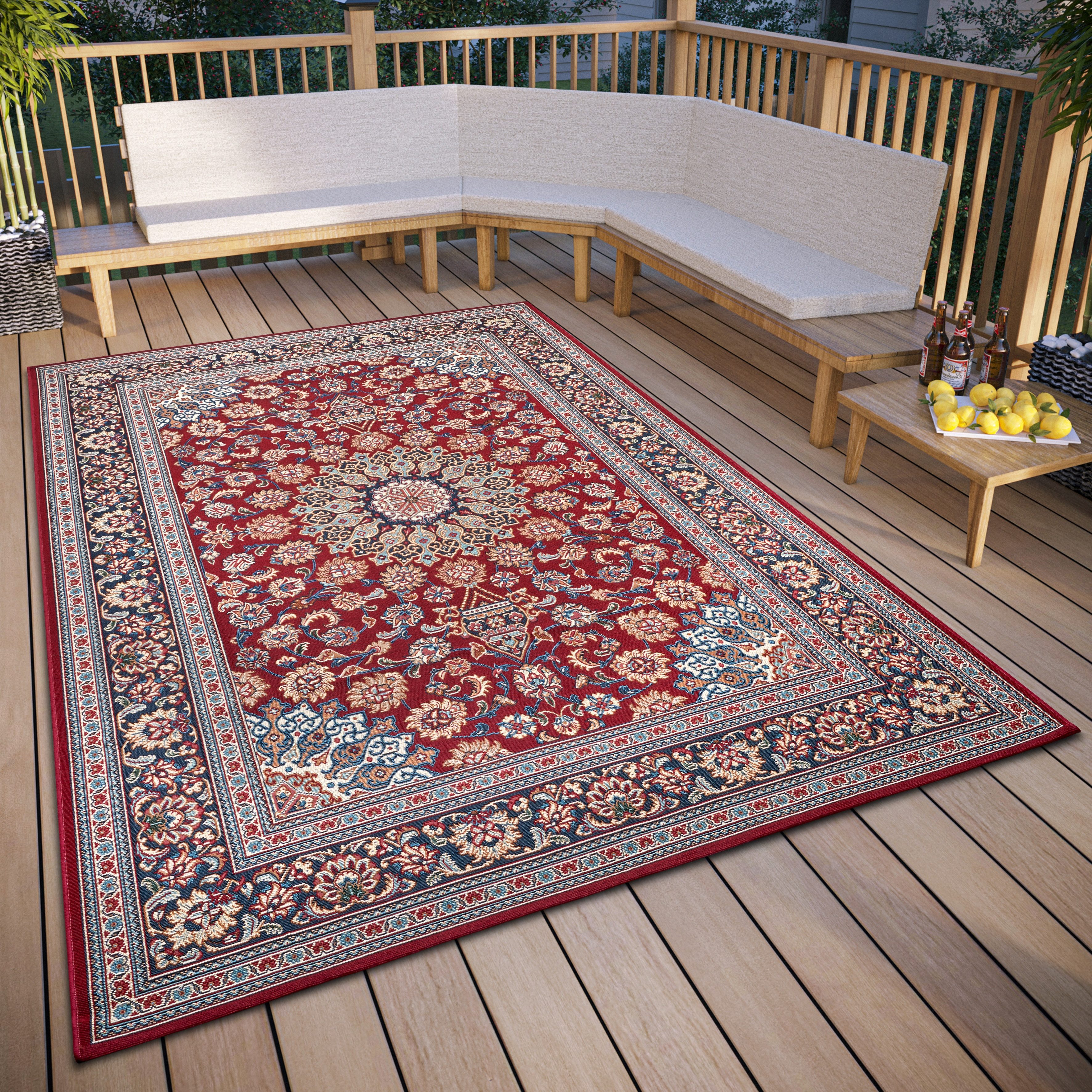 HANSE Home Teppich Kadi, rechteckig, Höhe: 3 mm, In-& Outdoor, Teppich, Wetterfest, Balkon, Garten, Wohnzimmer, Orient