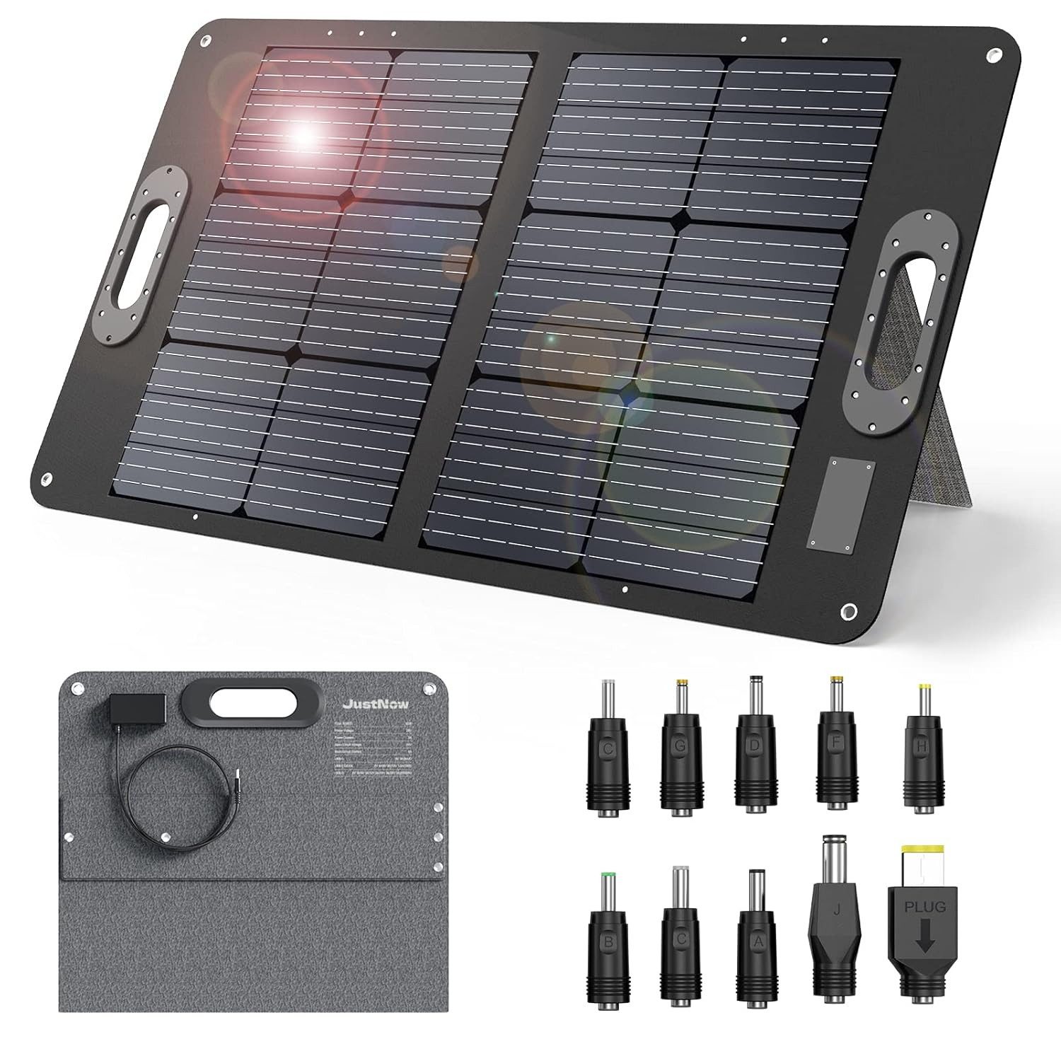 JustNow Solarmodul SP60 60W Mono falbares Panel 10x Adapter / USB / USB-C Laden