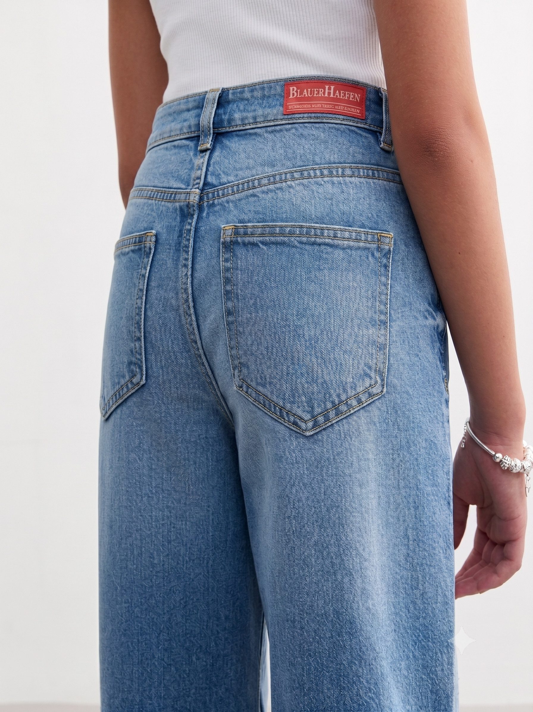 BlauerHafen Schlagjeans Damen Schlagjeans Stretch Baumwollmischung 5 Pocket mit Reißverschluss – Bild 4 von 4