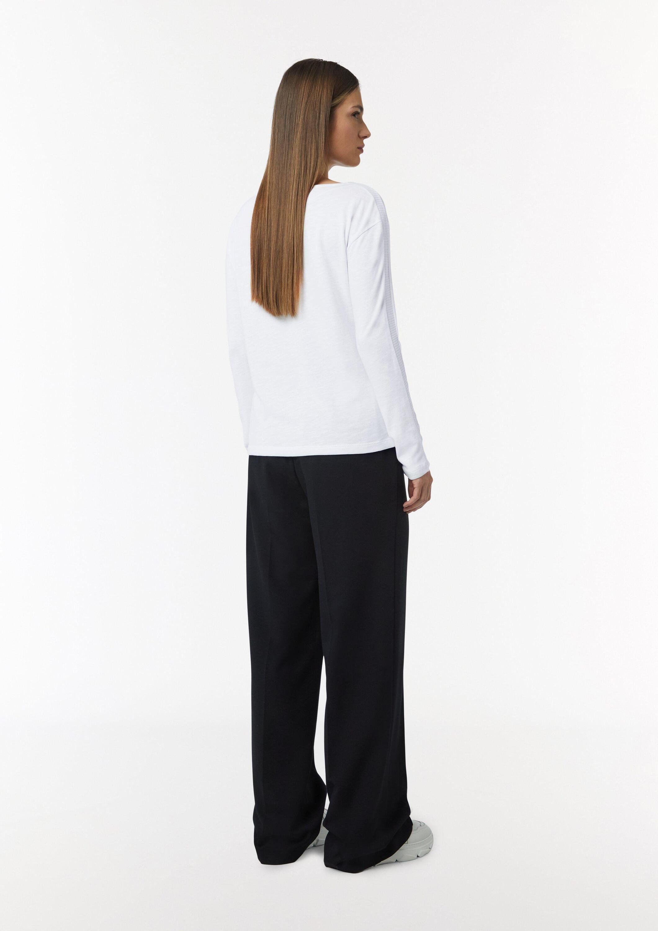 comma Langarmshirt T-Shirt Langarm-Shirt mit Ripp-Detail im Relaxed Fit
