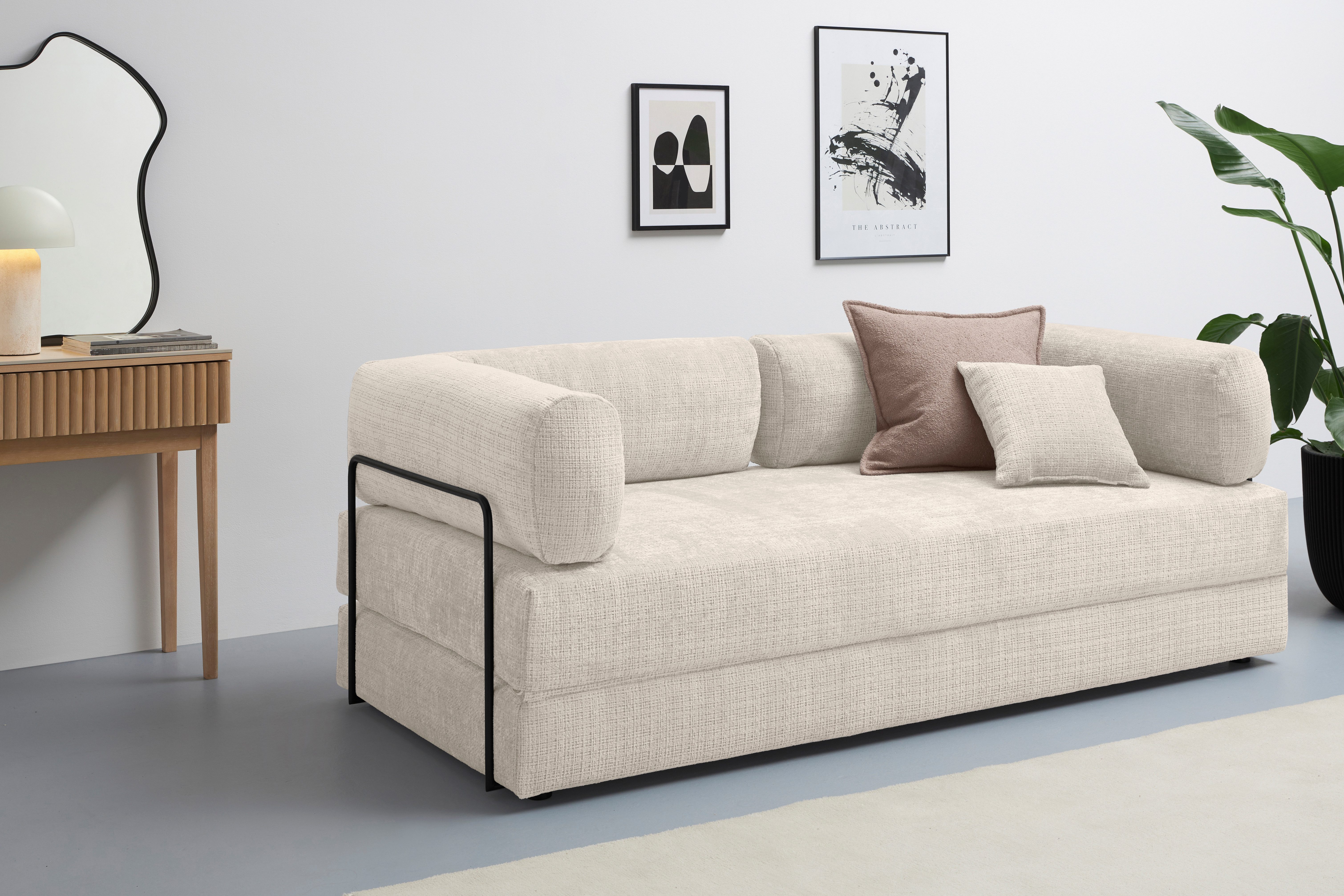 homsy by Ana Johnson Schlafsofa Folda, Dauerschläfer, Breite 206 cm, Liegefläche 181x198 cm, mit Bett-/Schlaffunktion, inkl. 1x Zierkissen, Tonnentaschenfederkern