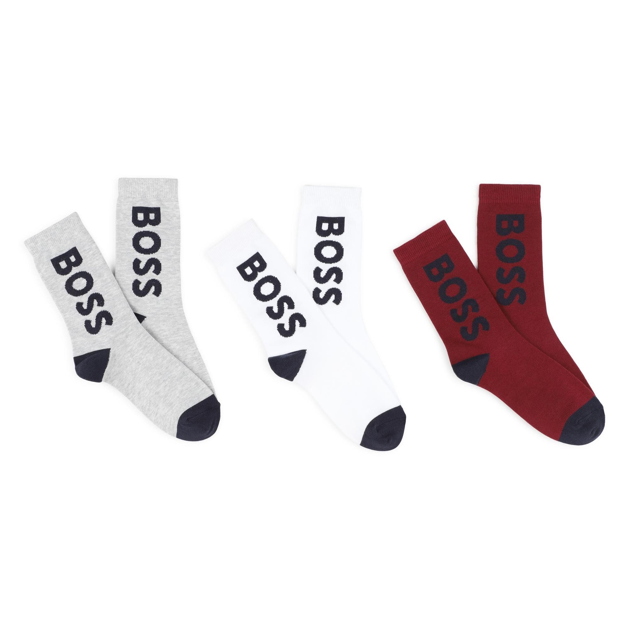 Boss Kidswear Шкарпетки BOSS Kidswear 3er-Pack-Socken grau weiß dunkelrot Logo