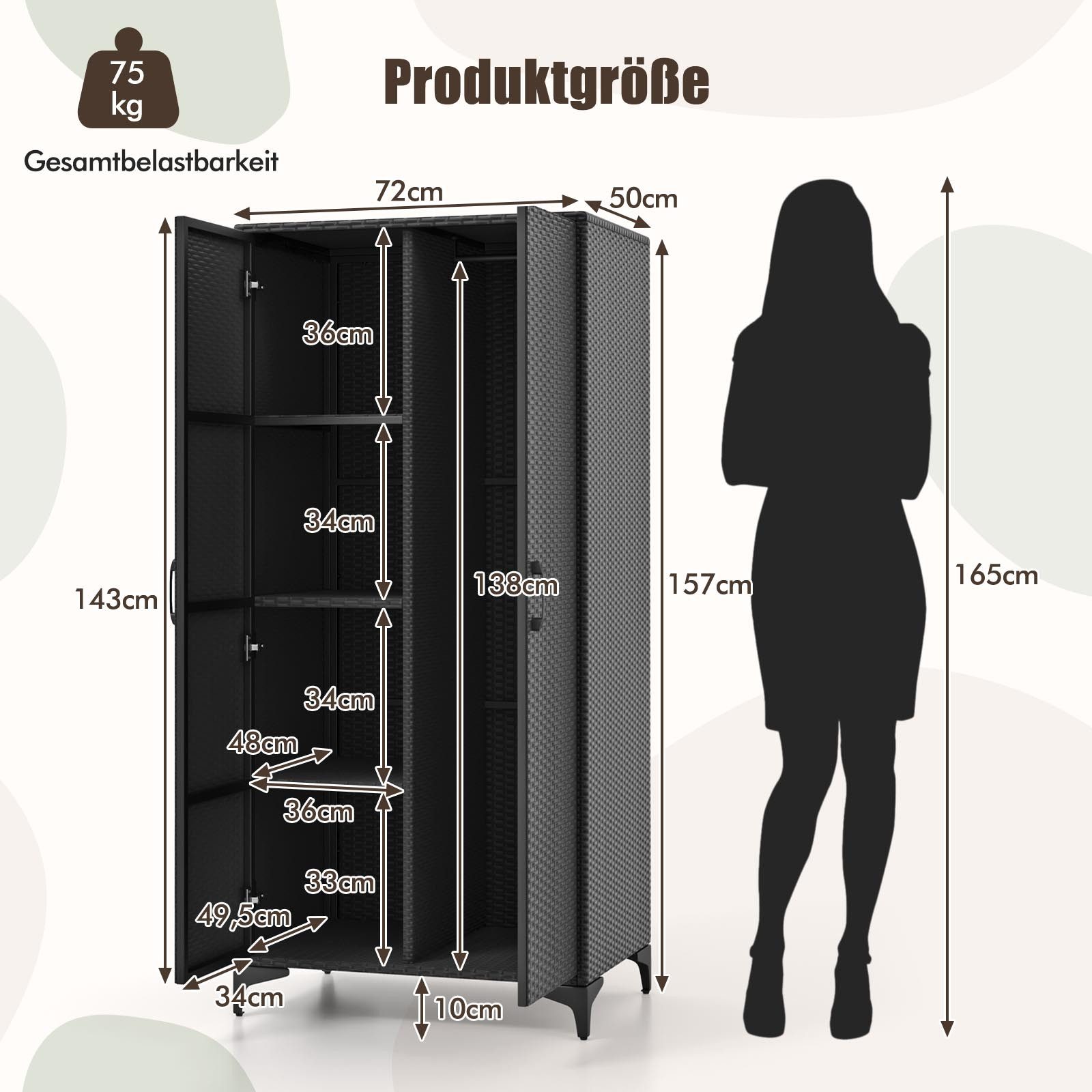 KOMFOTTEU Kleiderschrank Garderobenschrank aus PE-Rattan mit günstig online kaufen