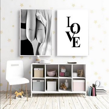 TPFLiving Kunstdruck (OHNE RAHMEN) Poster - Leinwand - Wandbild, Liebe für immer - Love for ever - Farben schwarz, weiß (Leinwand Wohnzimmer, Leinwand Bilder, Kunstdruck), Farben: schwarz, weiß - Größe: 10x15cm