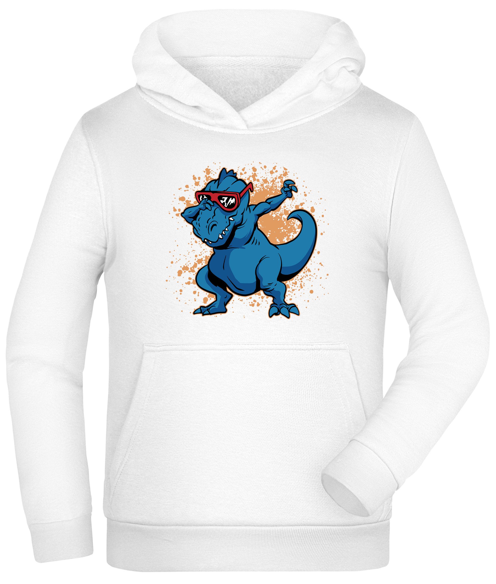 Hoodie Kinder Kapuzen Sweatshirt - T-Rex mit Brille am dab tanzen