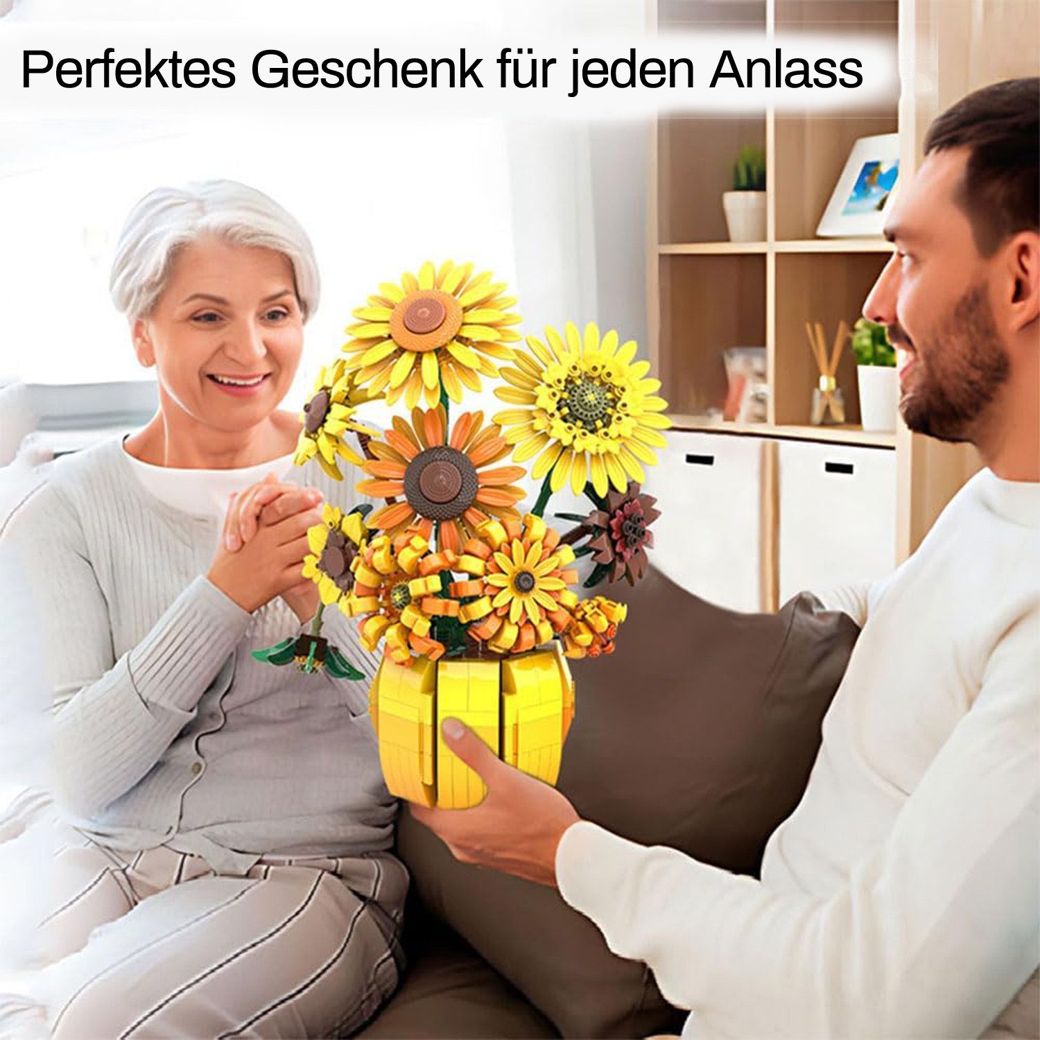 Esun Blumen Set für Erwachsene, Van Gogh Drucke Kunst Botanische Kollektion Spielbausteine, (SET, 1009 St., Komplettset), Sonnenblumen-Topf Strauß Pflanzen-Kits – Bild 5 von 5