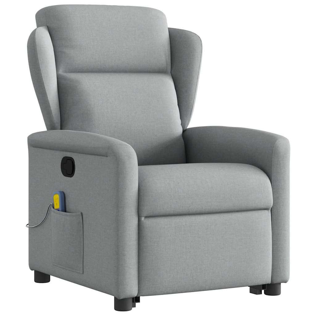 vidaXL Sessel Massagesessel mit Aufstehhilfe Hellgrau Stoff (1-St)