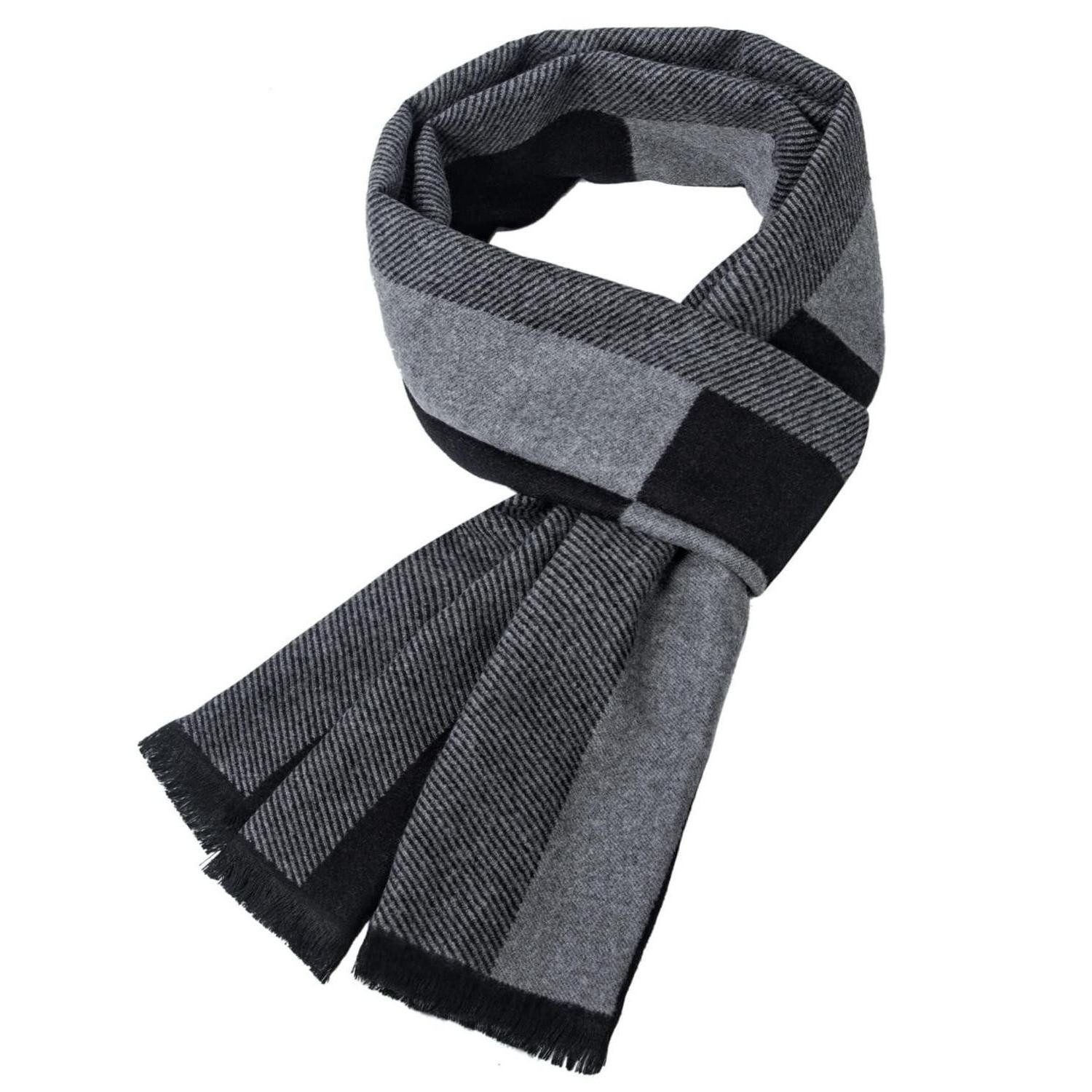 LuxusKollektion Schal Herrenschal Kariert Winterschal schwarzgrau, (1-St)