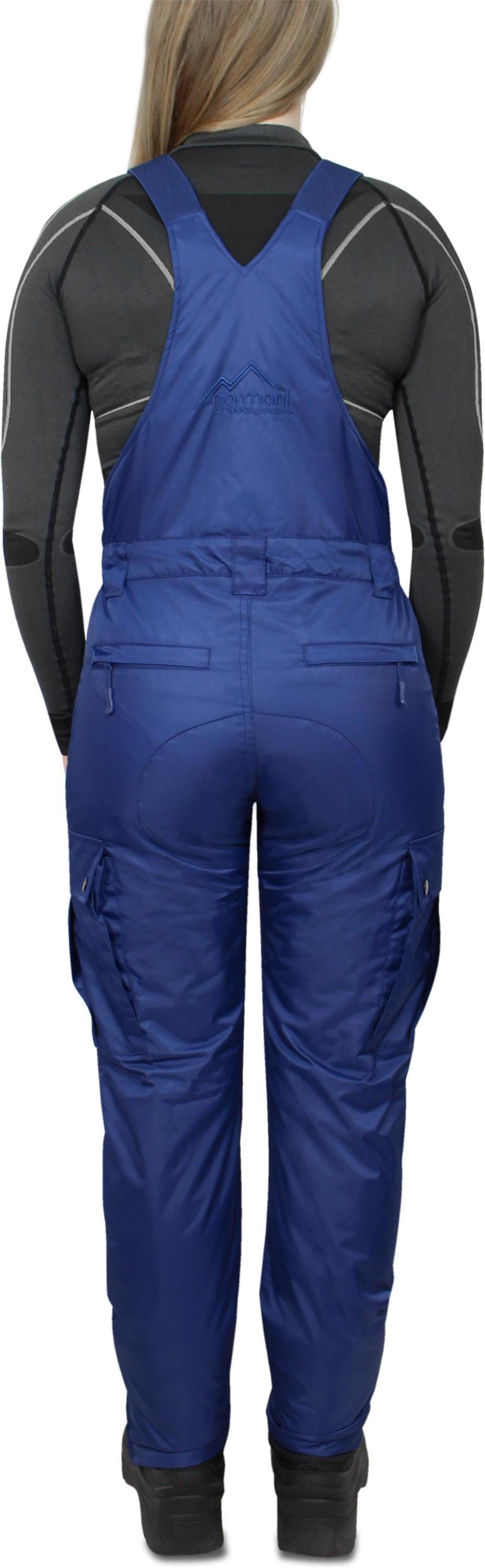 Outdoorhose mit Hosenträgern Navy Thermo-Latzhose Winterhose atmungsaktiv Foraker gefüttert normani wasserdicht, Damen und Thermohose winddicht