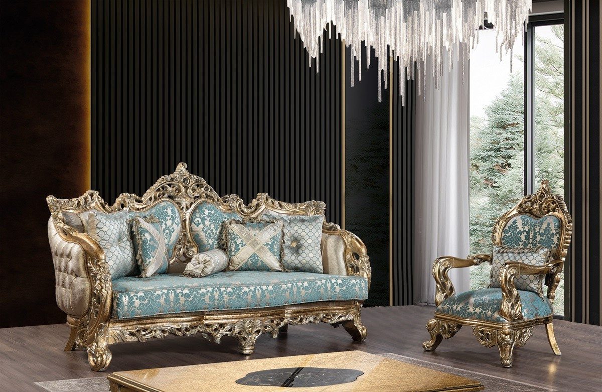 Xlmoebel Polstergarnitur Luxuriöse Sofagarnitur von XLMOEBEL im Barock-Rokoko-Stil, (2-tlg), Made in Europa