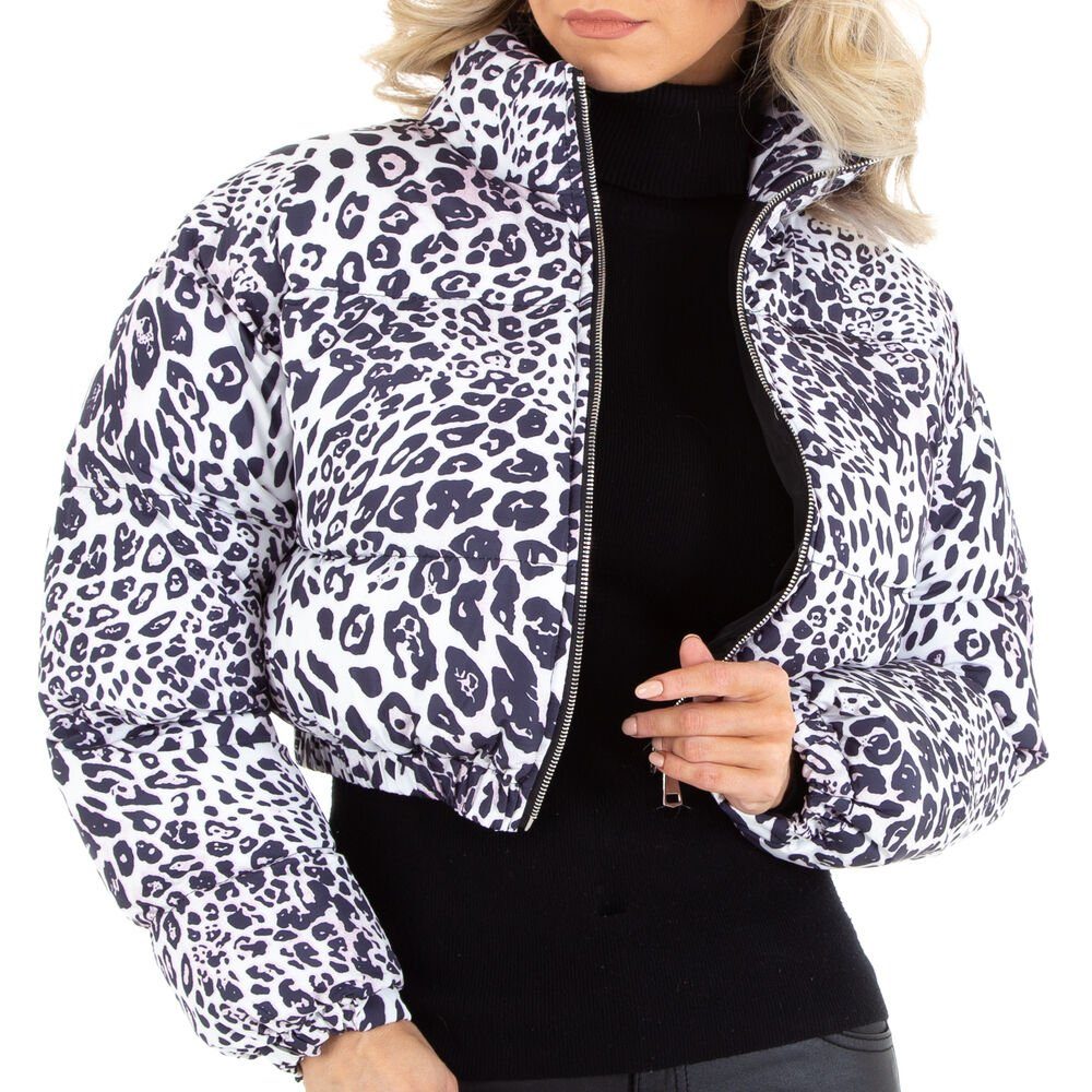Damen Jacken Ital-Design Winterjacke Damen Freizeit Animal Print Gefüttert Jacke in Grau