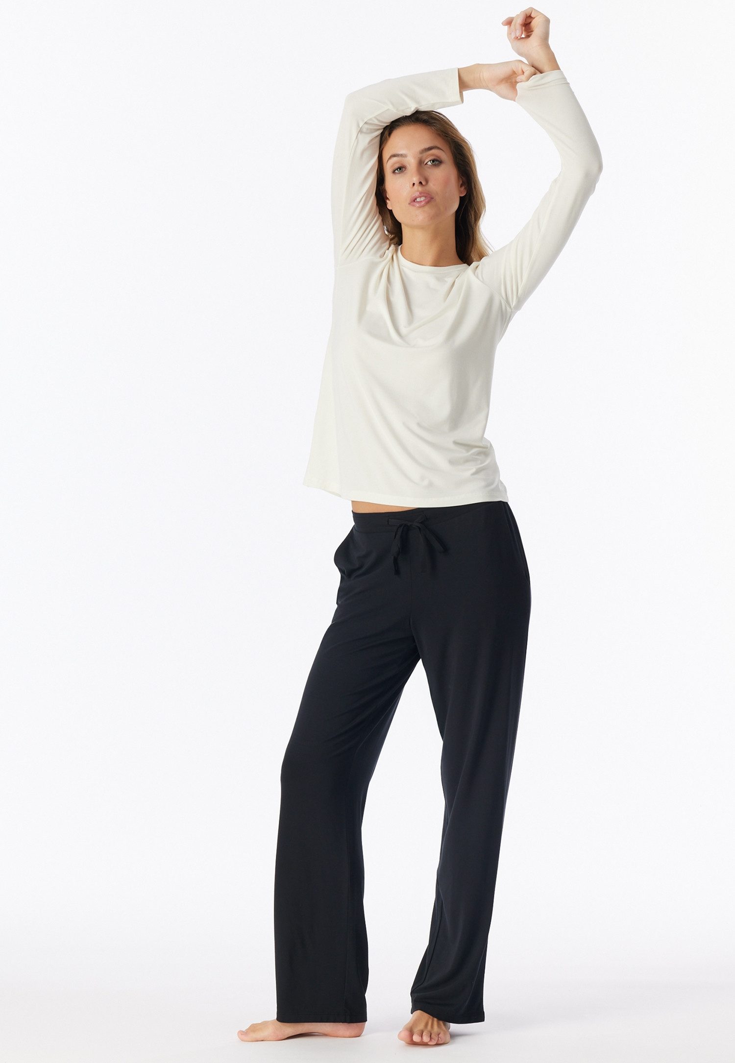 Schiesser Pyjamahose Mix + Relax Single-Jersey-Qualität, Gummizug, Bindeband
