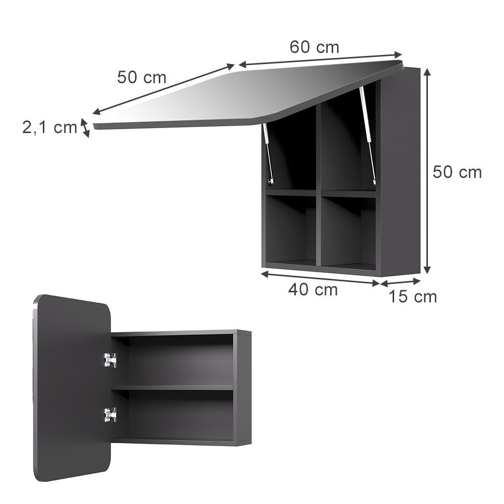 Vicco Badezimmerspiegelschrank Zino, Anthrazit, 60 x günstig online kaufen