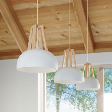 etc-shop Pendelleuchte, Leuchtmittel nicht inklusive, Pendelleuchte weiß Hängeleuchte natur Holz Esszimmerlampe