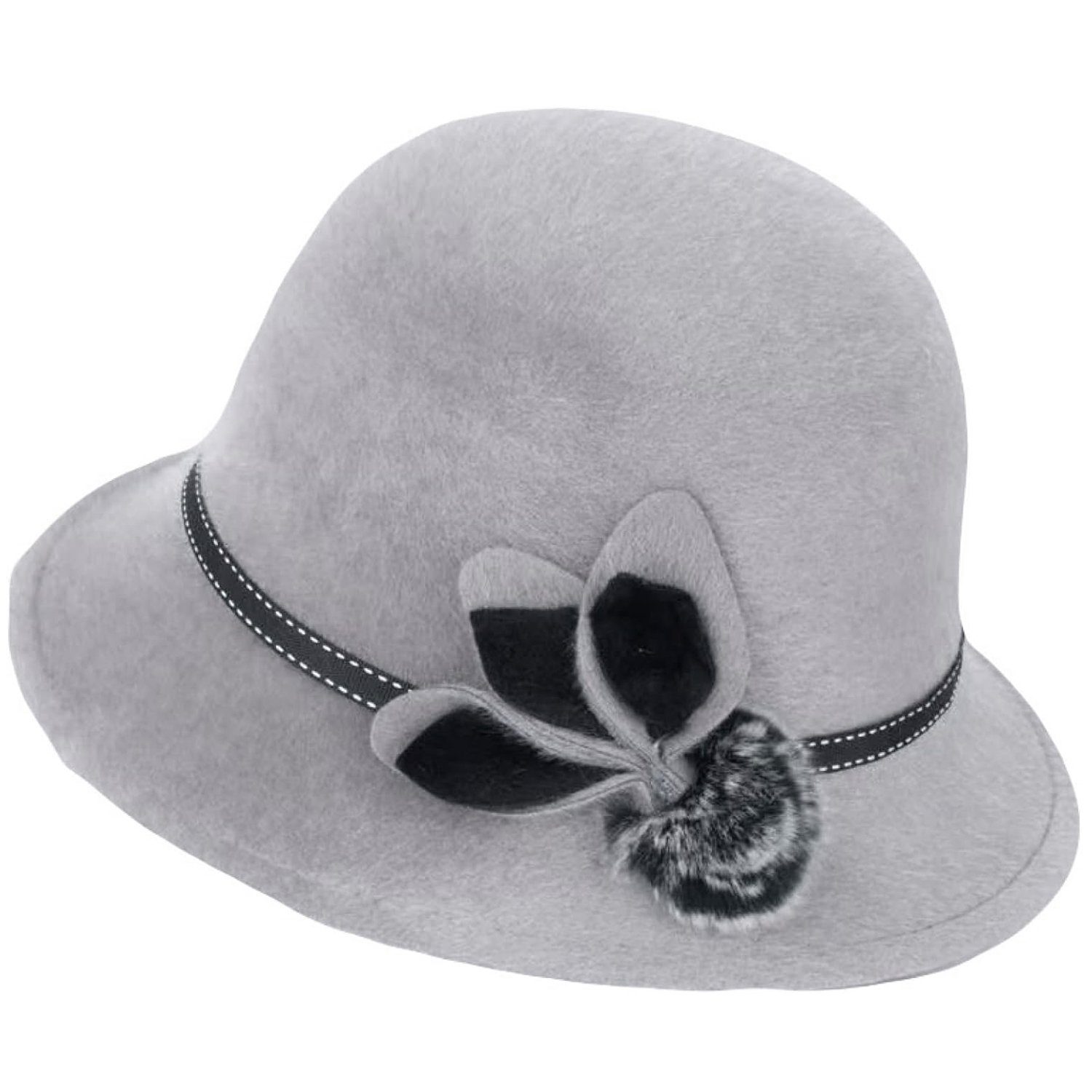 Wollfilz Filzhut Damen elegante grau Fischerhüte Fedora MAGICSHE Hut Vintage