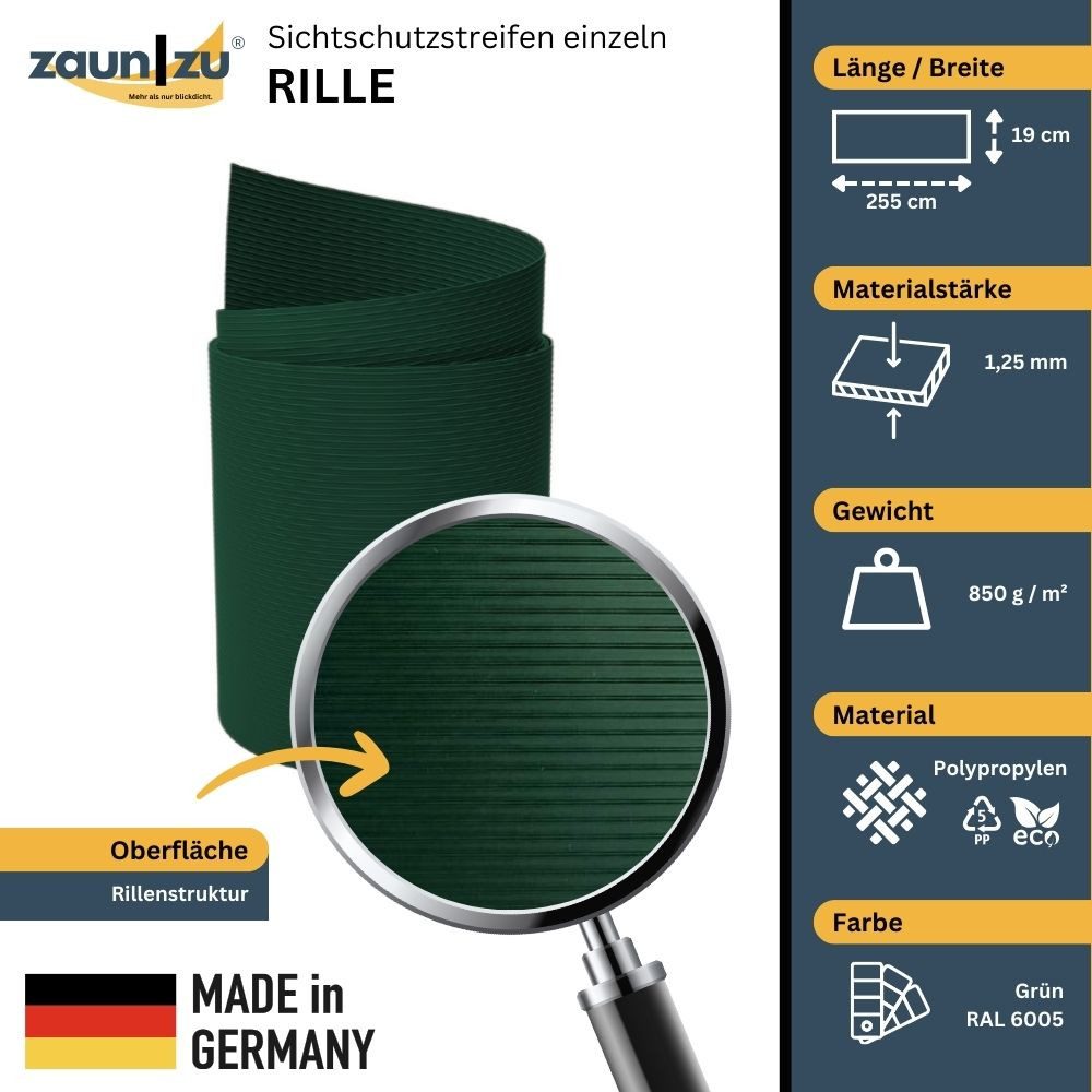zaunzu Sichtschutzstreifen Rille PP für Doppelstabmatten günstig online kaufen