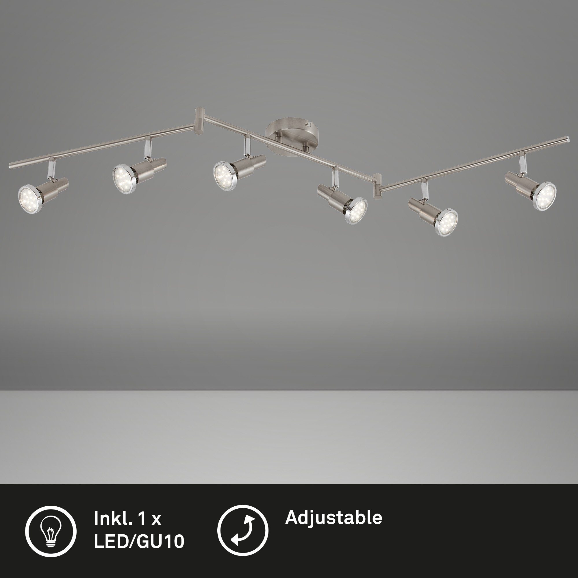 Deckenlampe LED dreh- und LED inkl. Warmweiß, Deckenleuchte LED Briloner Leuchten GU10 2991-062B, wechselbar, schwenkbar