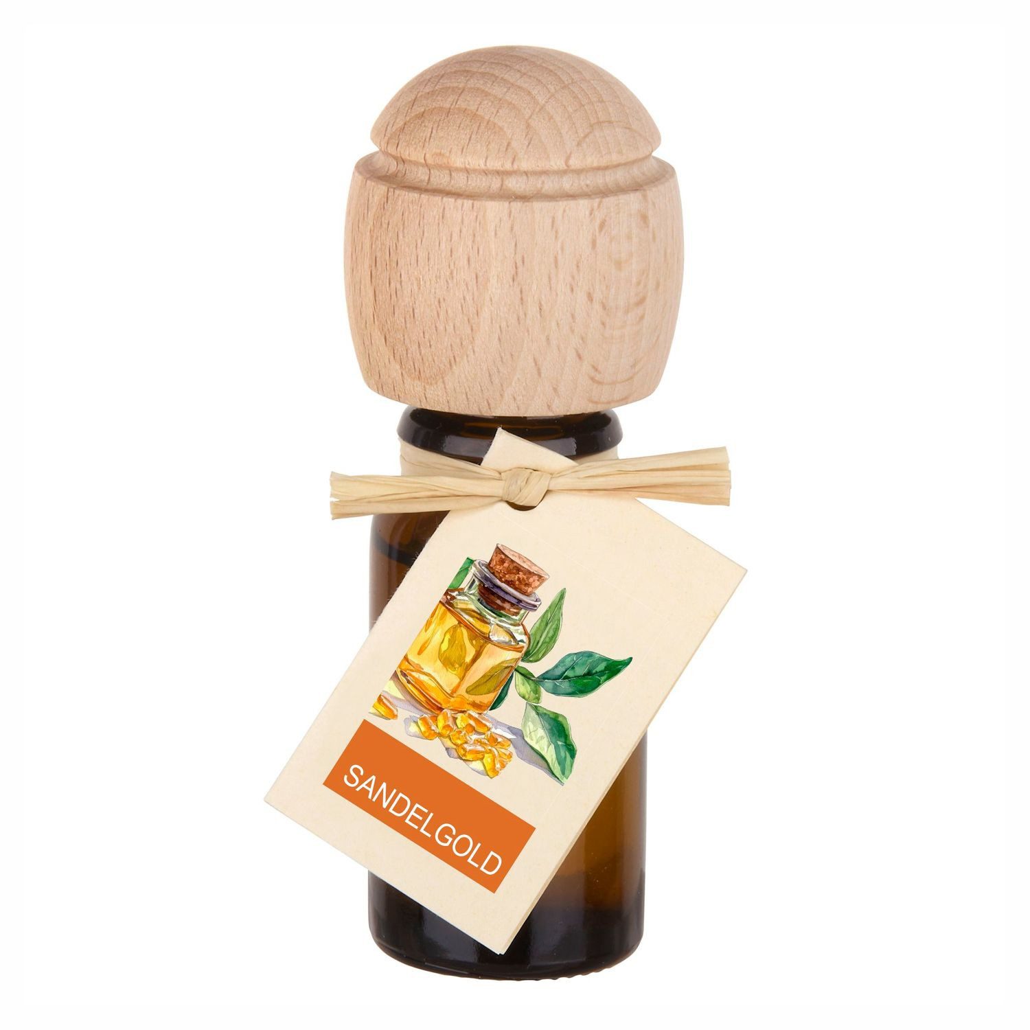 Traumduft-Manufaktur Duftöl Sandelgold (1-St), Piccolino Duftöl Raumduft mit Buchenholzkopf Parfümöl 10 ml