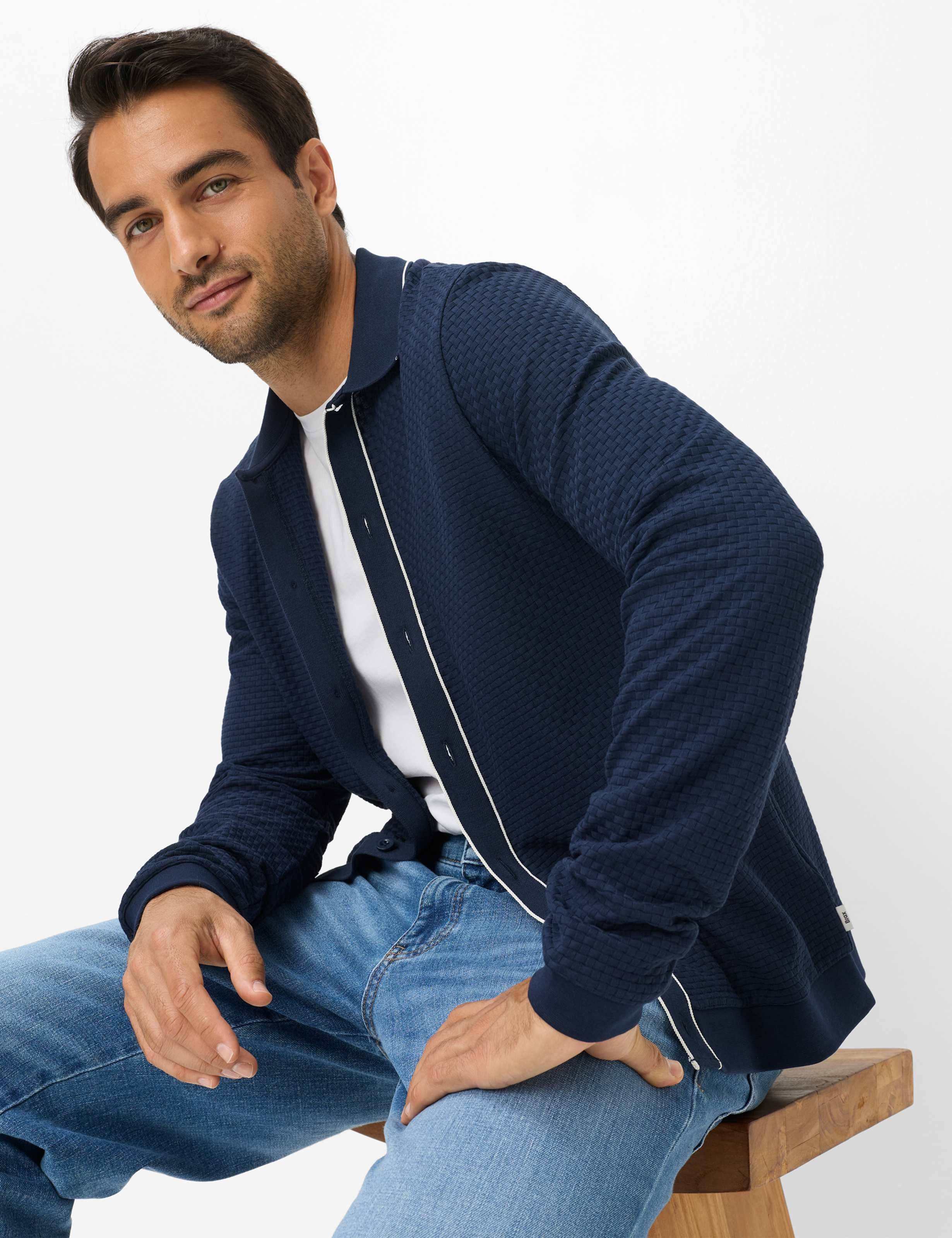 Brax Poloshirt Style PARIS Structure: Strickpolo aus reiner Baumwolle
