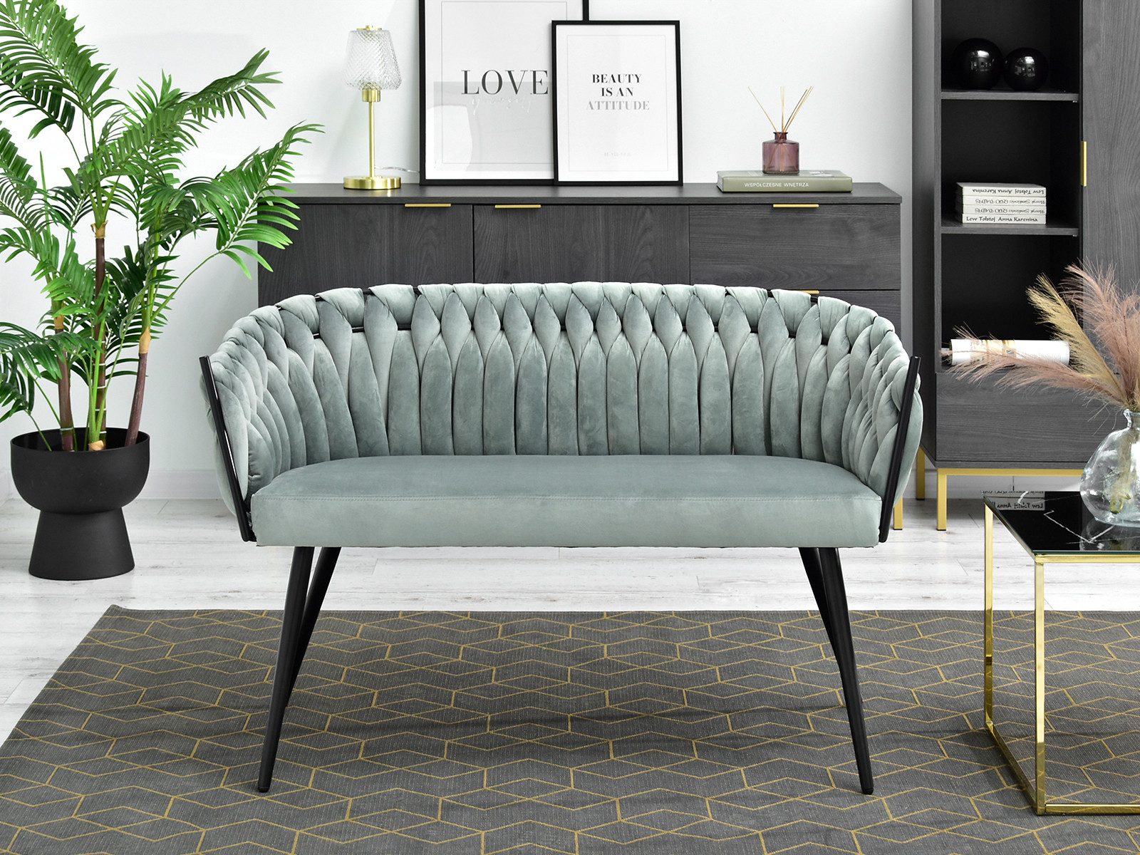 Compleo Polsterbank 2-Sitzer, Geflecht, velvet, ROSE perfekt für den Flur