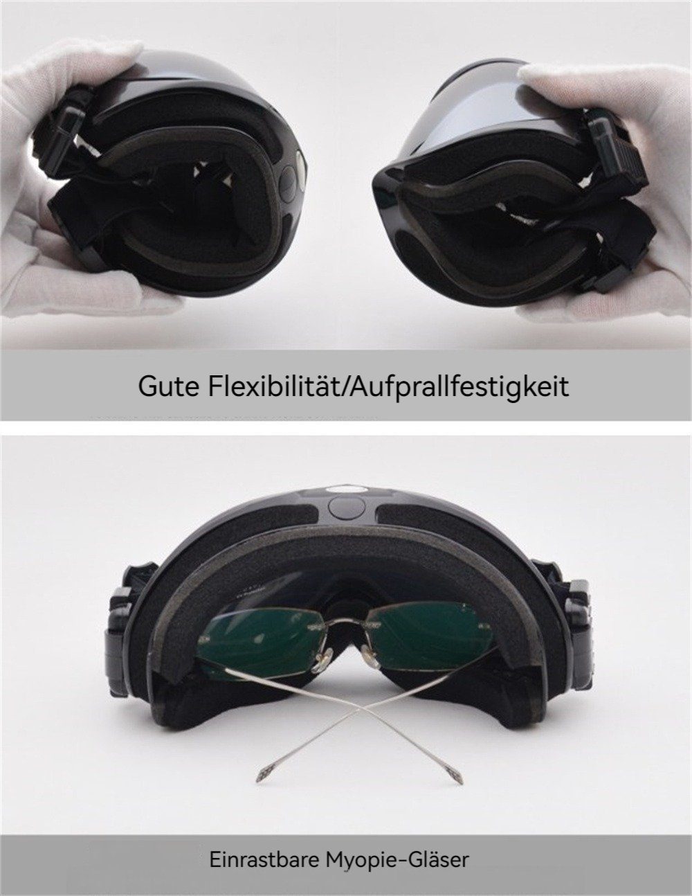Für Erwachsene, Schutz, UV-Schutz, Skibrille Skibrille Schutzbrille Dekorative Snowboardbrille, praktischer Anti-Beschlag-Beschichtung UV mit silber (1-St),
