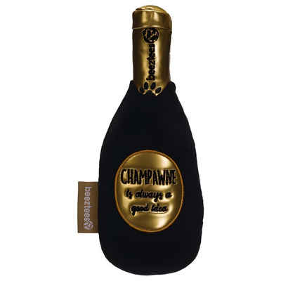 Beeztees Tierkuscheltier Hundespielzeug Champagnerflasche schwarz, Maße: 19 x 7 x 7cm