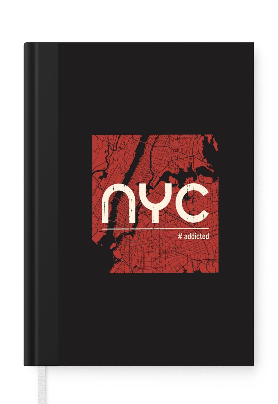 MuchoWow Notizbuch New York - NYC - Schwarz, Journal, Merkzettel, Tagebuch, Notizheft, A5, 98 Seiten, Haushaltsbuch
