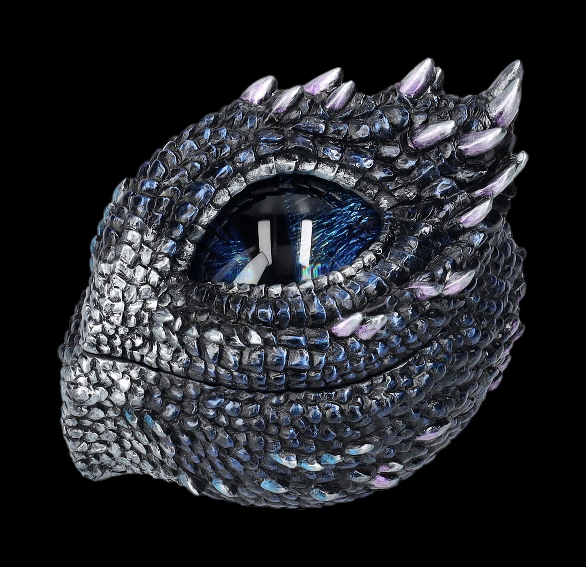 Figuren Shop GmbH Aufbewahrungsdose Schatulle - Drachenauge blau - Veronese - Fantasy Dekoration Drache