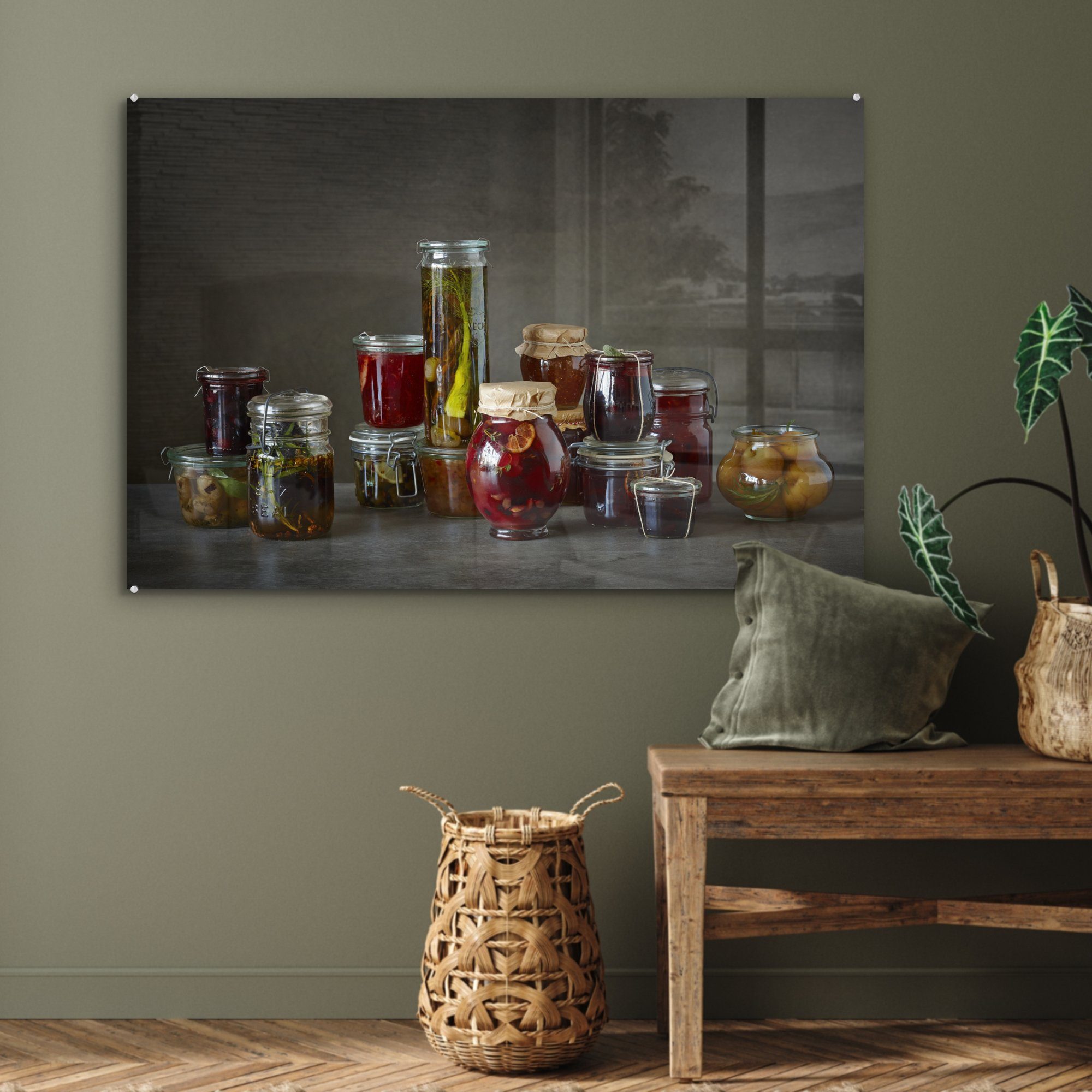 St), und Gemüse Wohnzimmer in Schlafzimmer MuchoWow Acrylglasbilder (1 Acrylglasbild & Weckgläsern, Obst
