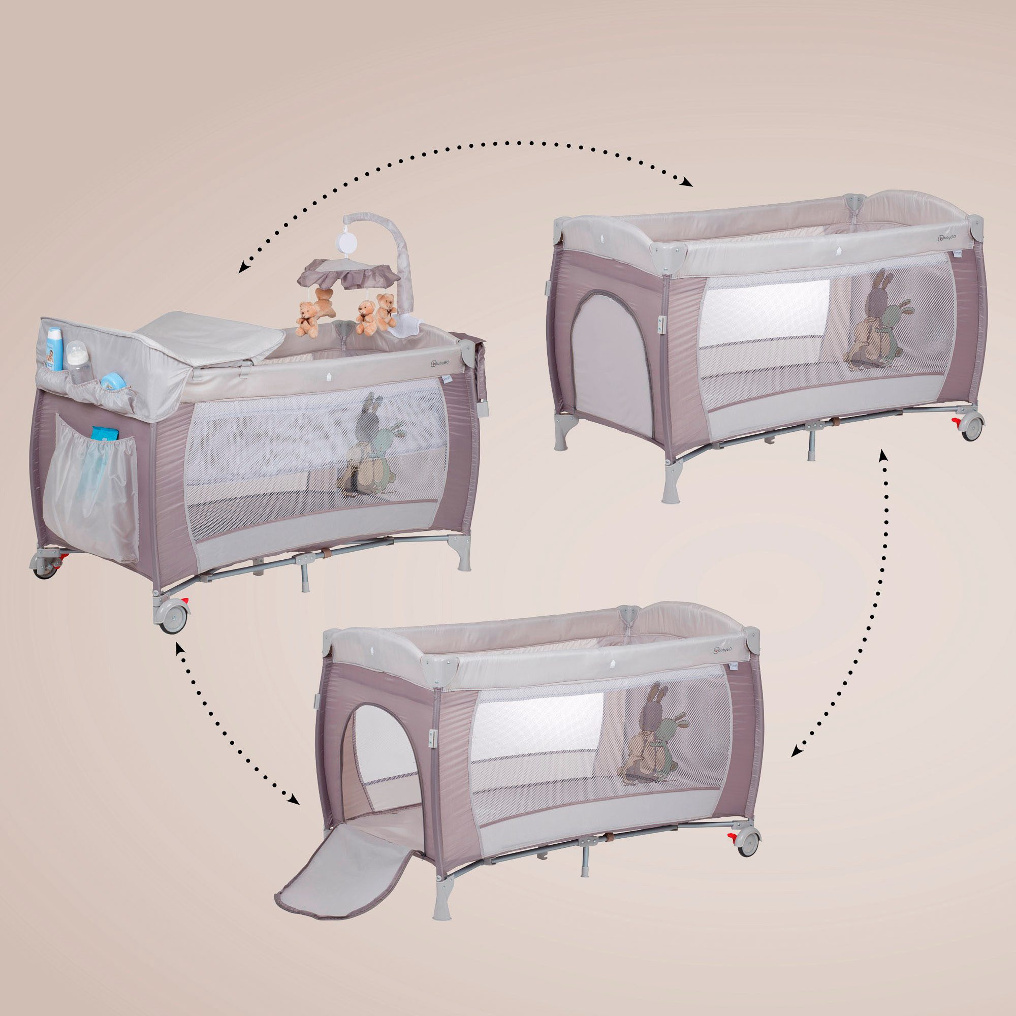 BabyGo Baby-Reisebett Sleeper Deluxe, beige, mit Musik-Mobile – Bild 4 von 5