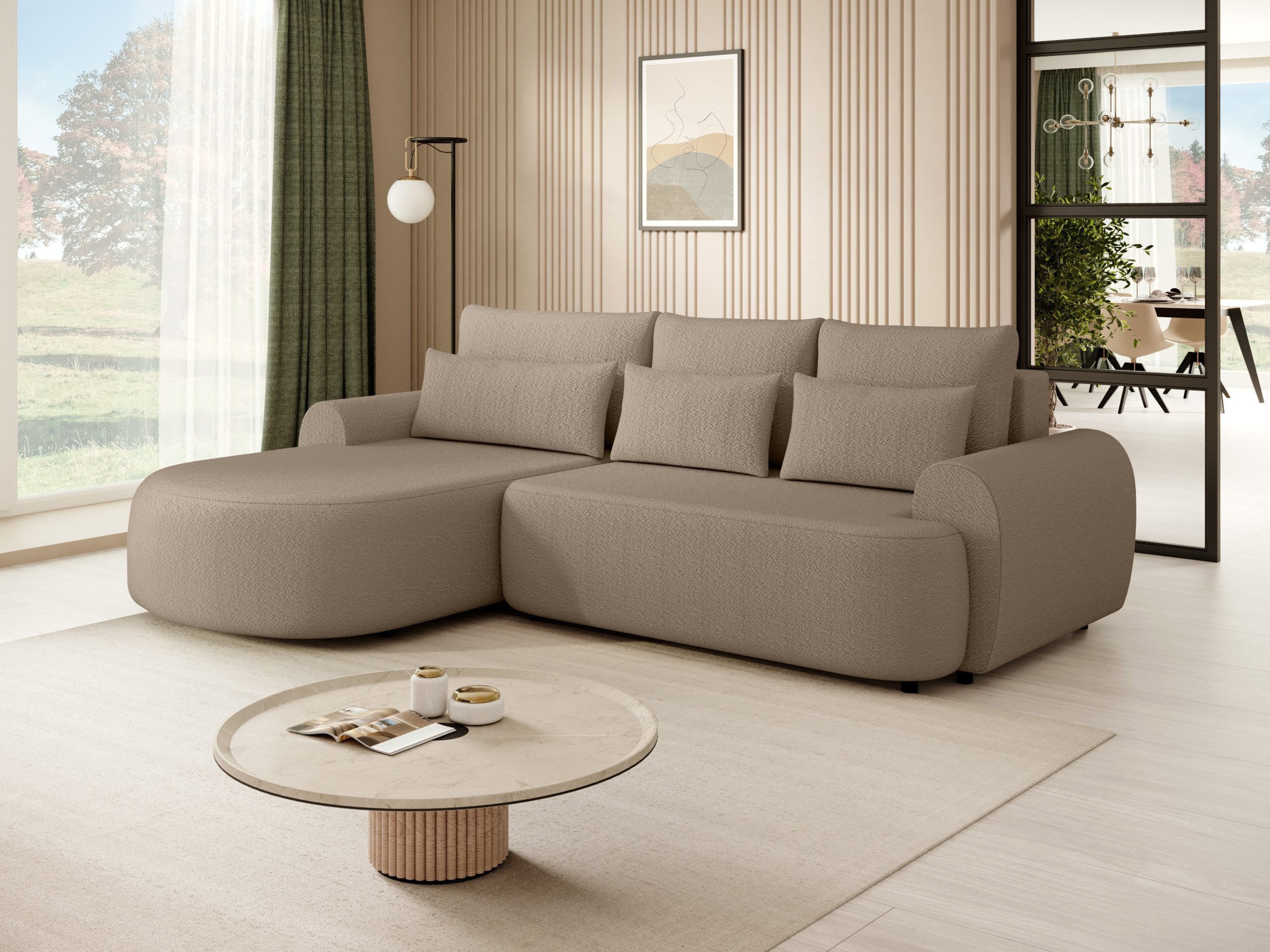 Beautysofa mit Schlaffunktion Olivio, mit Wellenfedern, gepolstertes Ecksofa, im modernen Stil, mit Bettkasten