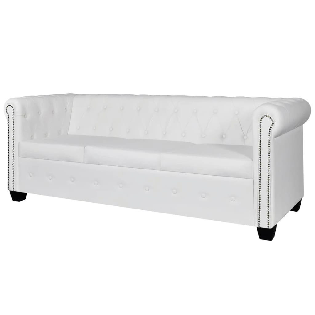 DOTMALL Chesterfield-Sofa 3-Sitzer, mit edler Knopfheftung und typischen Armlehnen,Kunstleder Weiß