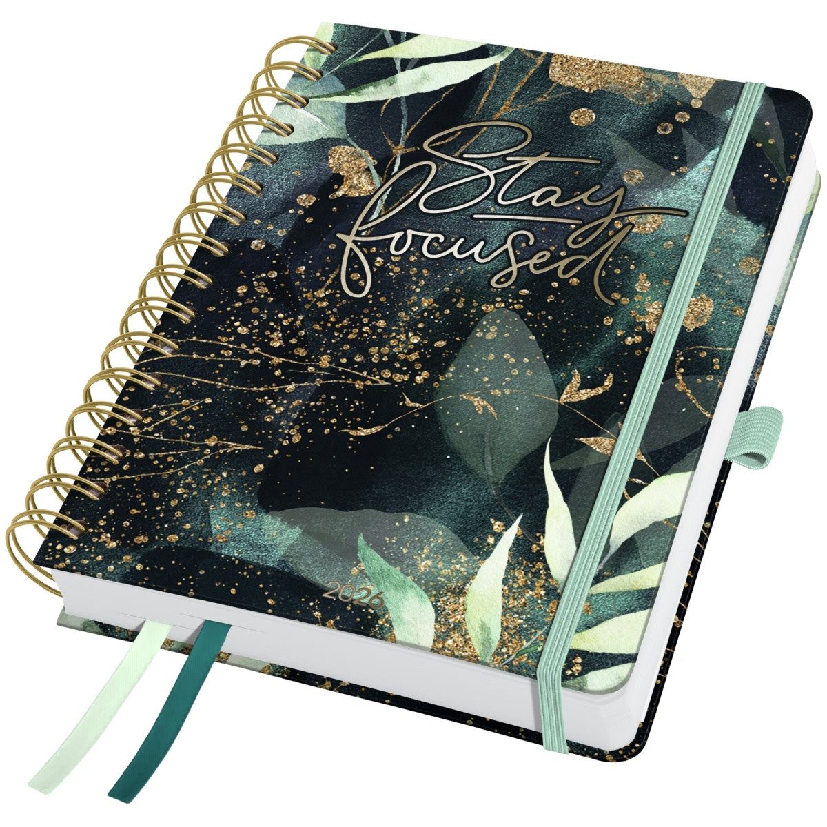 Sigel Taschenkalender Spiral-Kalender Jolie ca. A5 Glamorous Leaves 2026