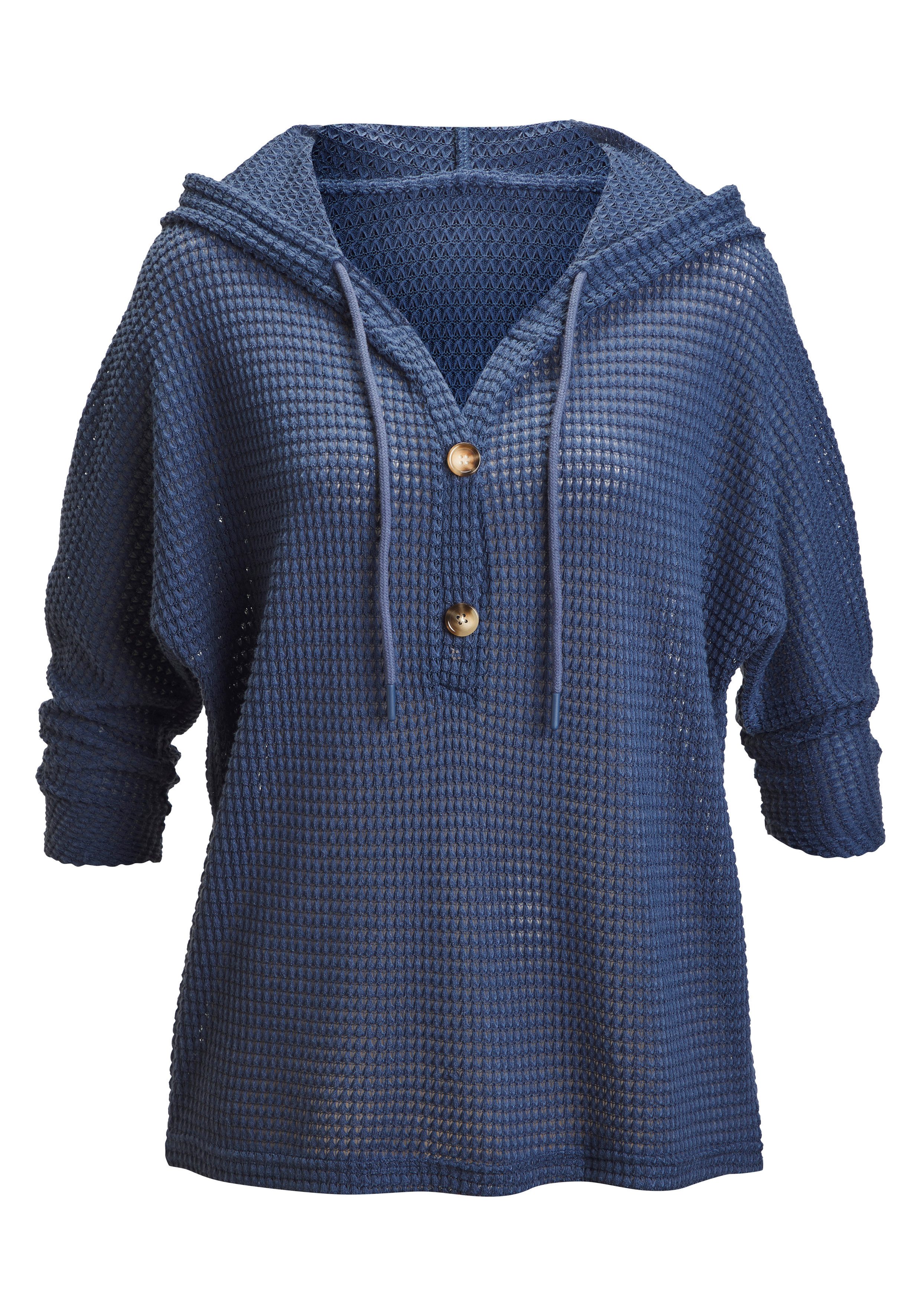 LASCANA Kapuzenshirt aus sommerlichem Waffelstrick Sommerhoody mit Knopfleiste. € 29,99, (€ 29,99 pro 1 Stk).