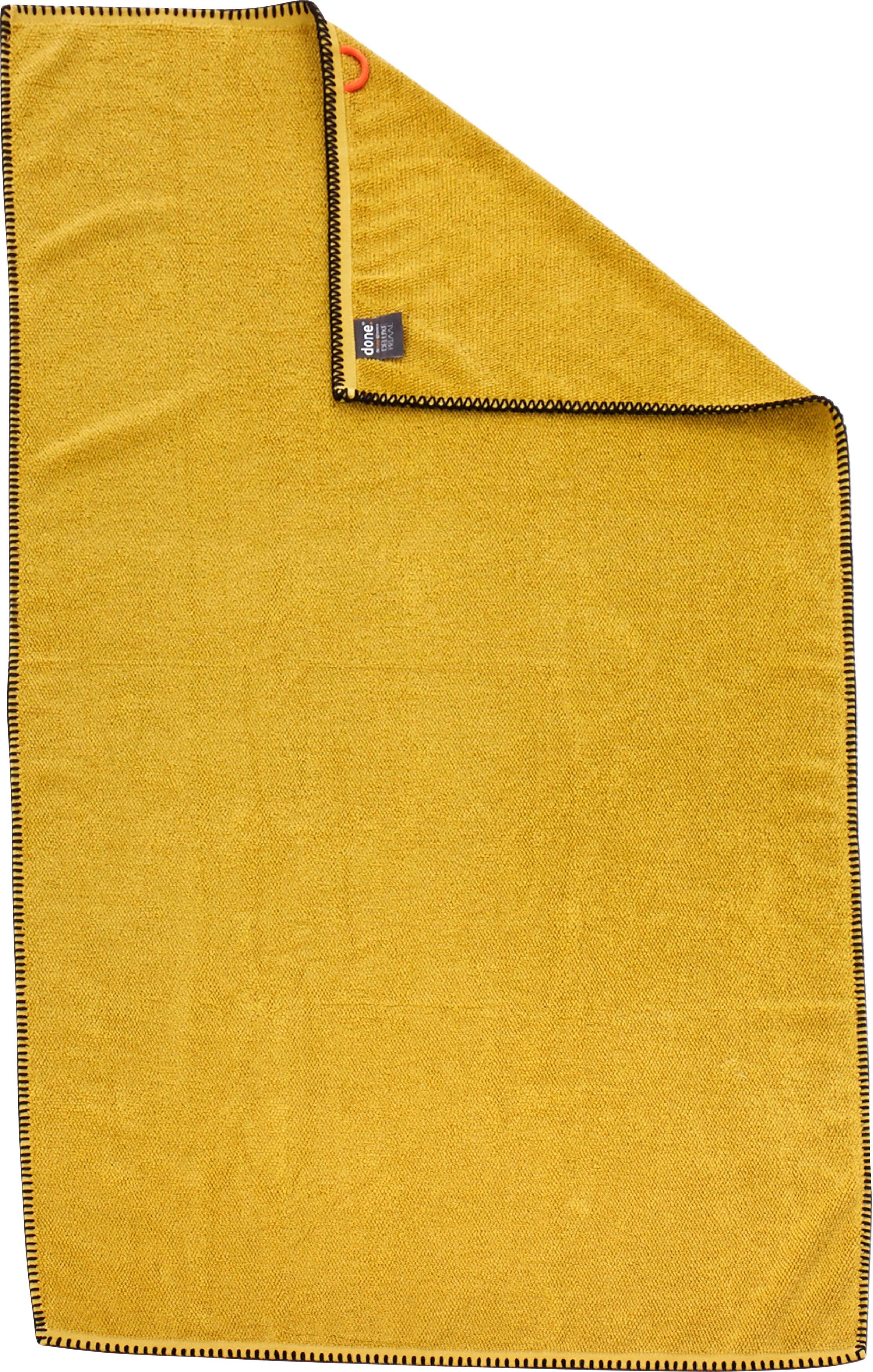 done.® Duschtuch Deluxe Uni-Farben, aus hochwertigem mit Ziernaht (1-St), Prime, goldfarben Hotelqualität Zwirnfrottee Zwirnfrottier