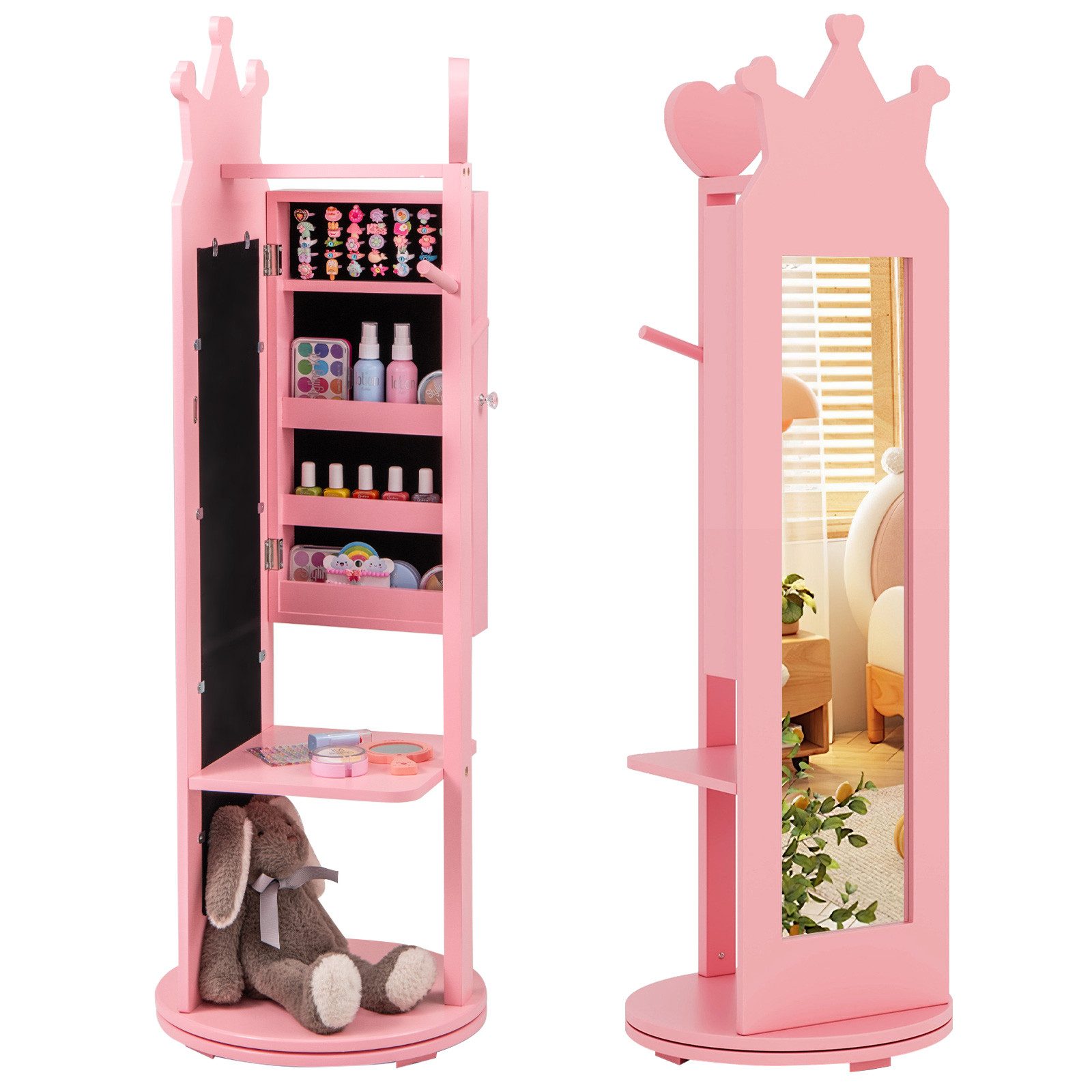 COSTWAY Schmuckschrank für Kinder mit Drehsockel, Kleiderständer günstig online kaufen