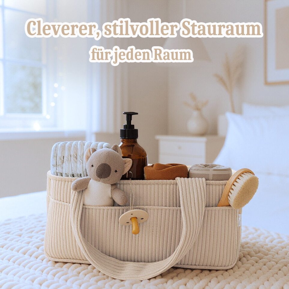 Zaewry Aufbewahrungskorb Windelaufbewahrungskorb, Cordwindeltasche, Weiche Wickeltasche, multifunktionaler Aufbewahrungskorb – Bild 4 von 5