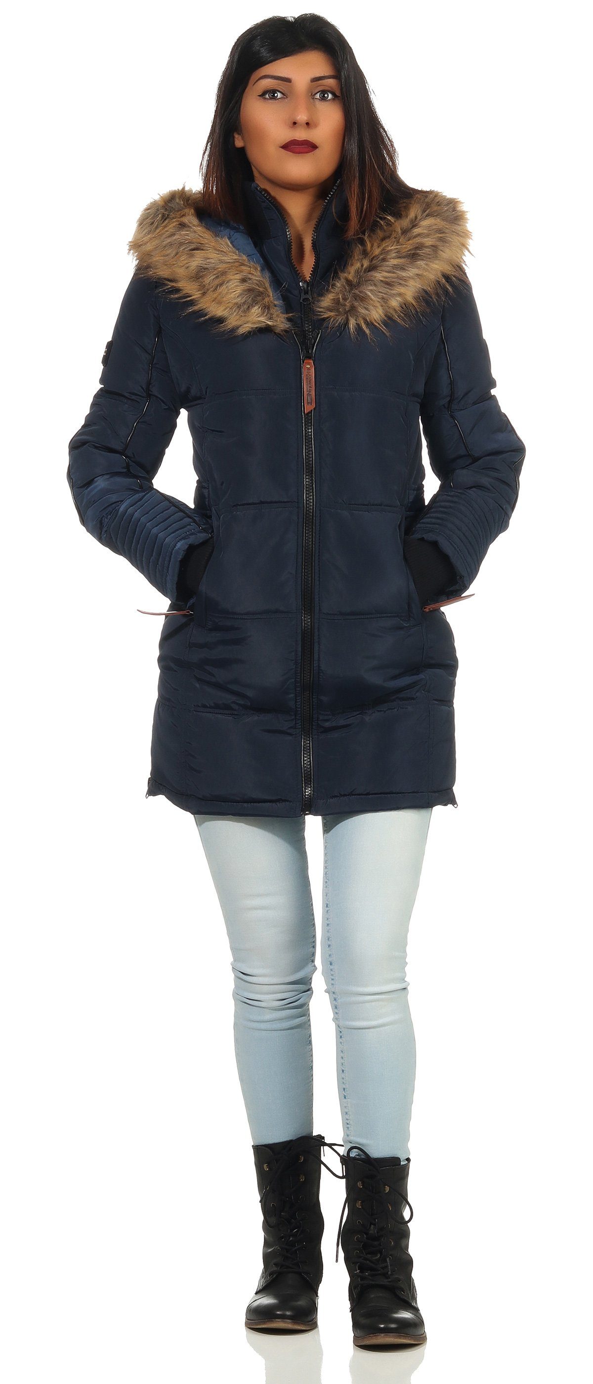 Geographical Norway Winterjacke Damen Outdoor Jacke G-Blustery by leyoley in Unifarbe, mit XXL-Kapuze
