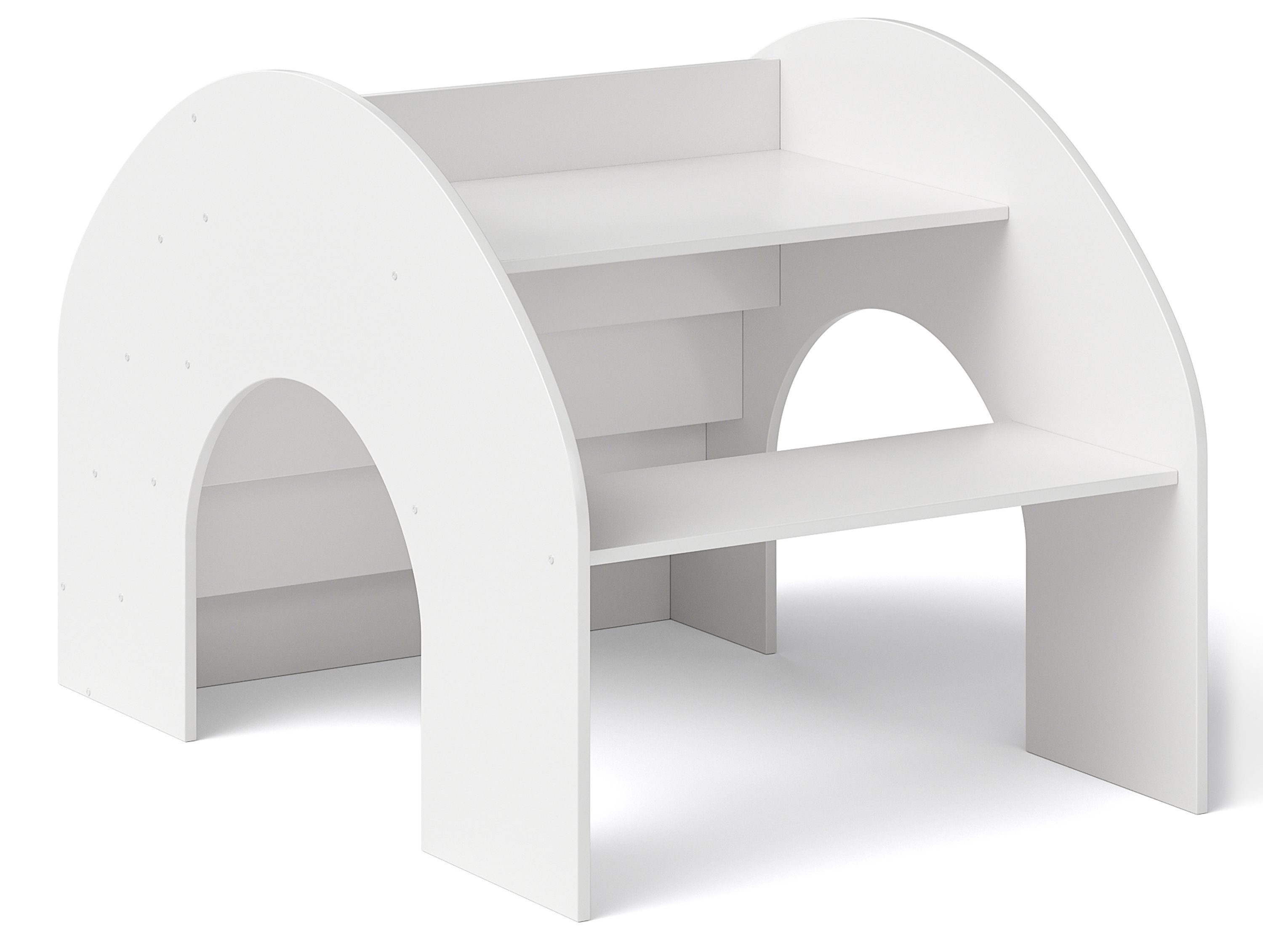 Bellabino Kindersitzgruppe Vily, 2-in-1 Kinderbücherregal und Schreibtisch, weiß aus Birke