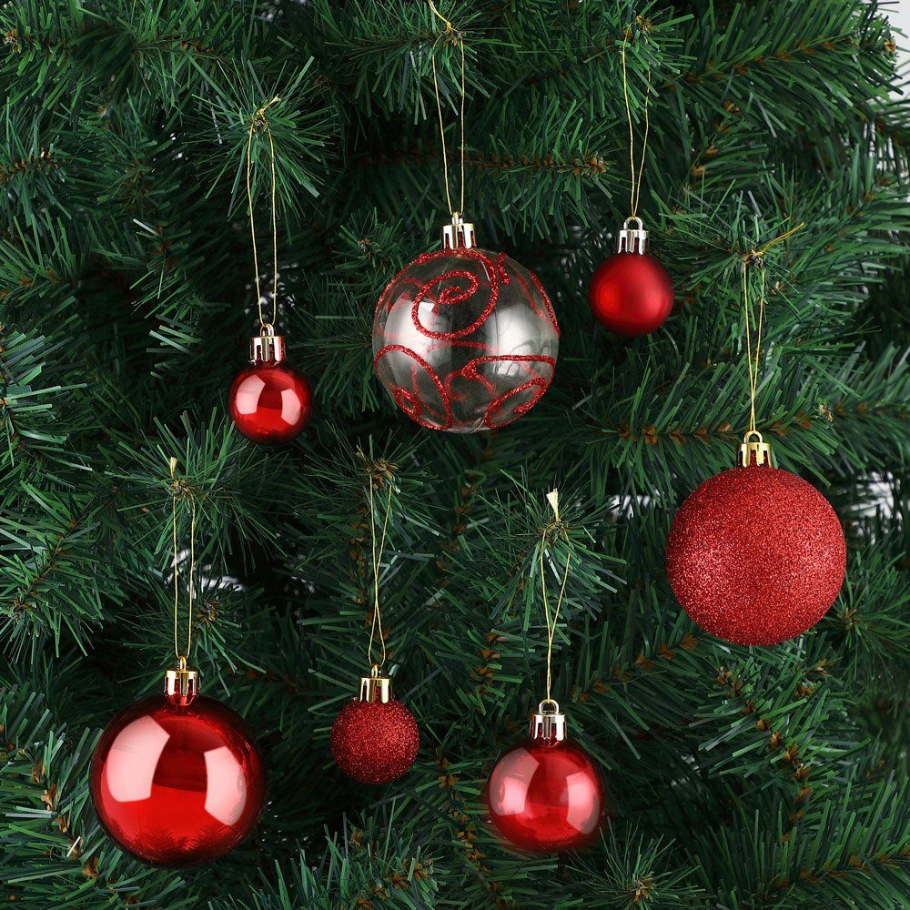 102er glänzend Weihnachtskugeln (102 St), Weihnachtsbaumkugel matt Deuba glitzer Rot Set Weihnachtsdeko
