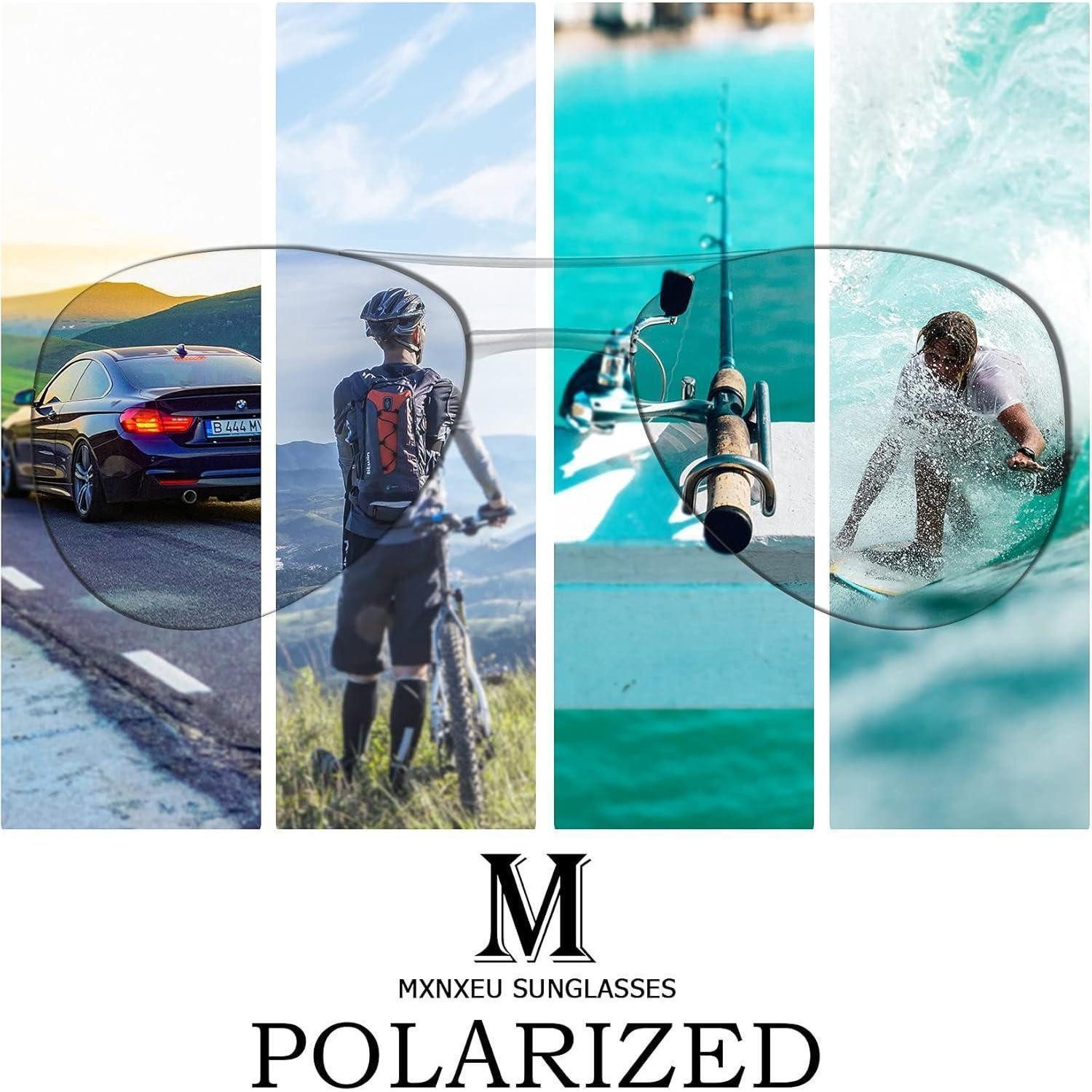 LuxusKollektion Retrosonnenbrille Sonnenbrille Herren Polarisiert UV400 Fahrerbrille Blau Silber