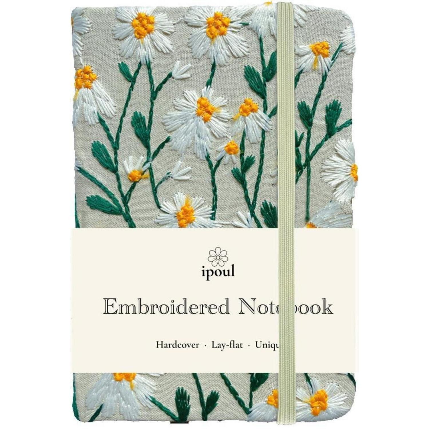 LuxusKollektion Skizzenbuch A6 Notizbuch mit Gänseblümchen Stickerei Blanko Hardcover