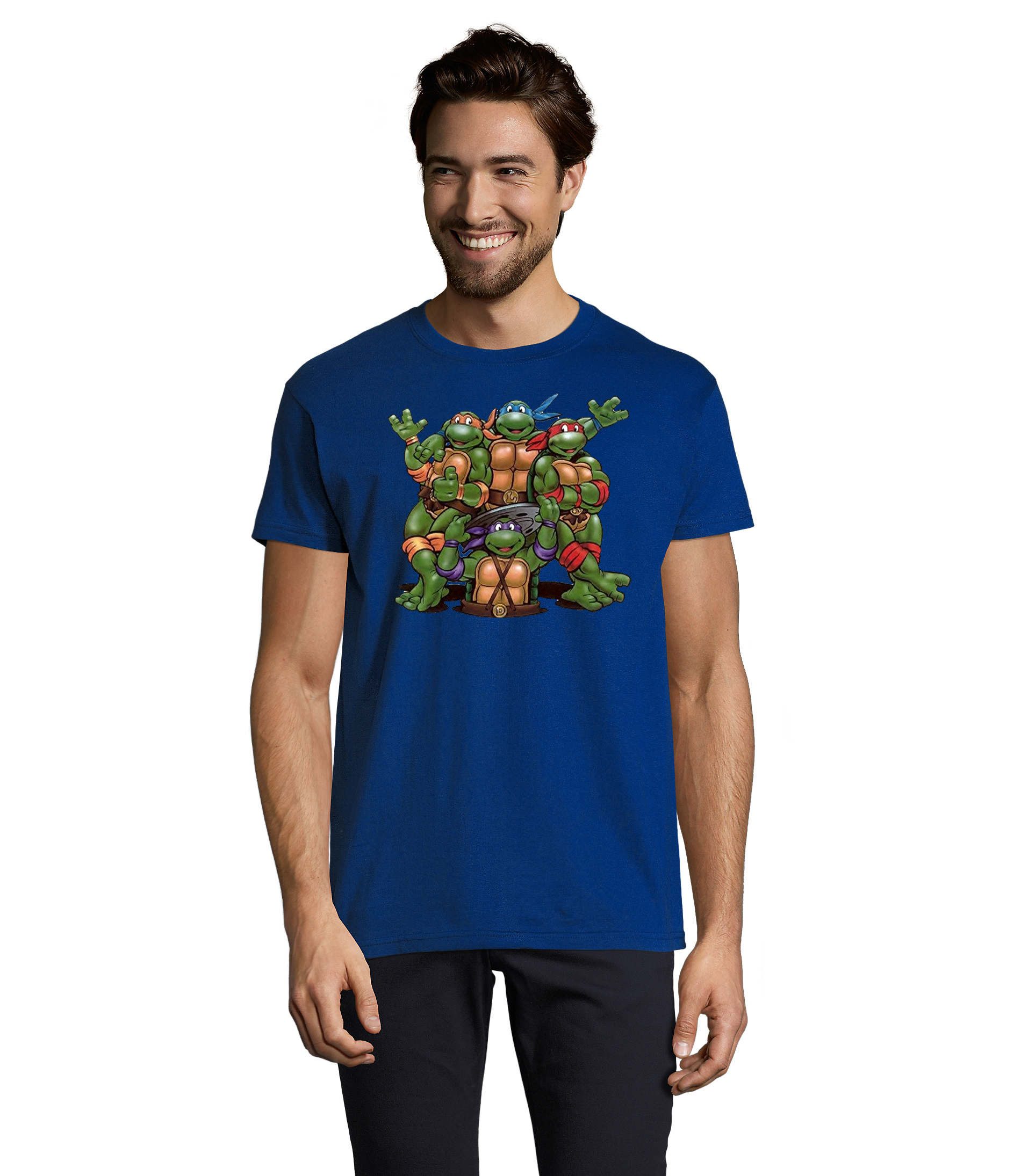 T-Shirt Turtles_H_Tee Herren Shirt Ninja Schildkröten Motiv Retro Freizeit