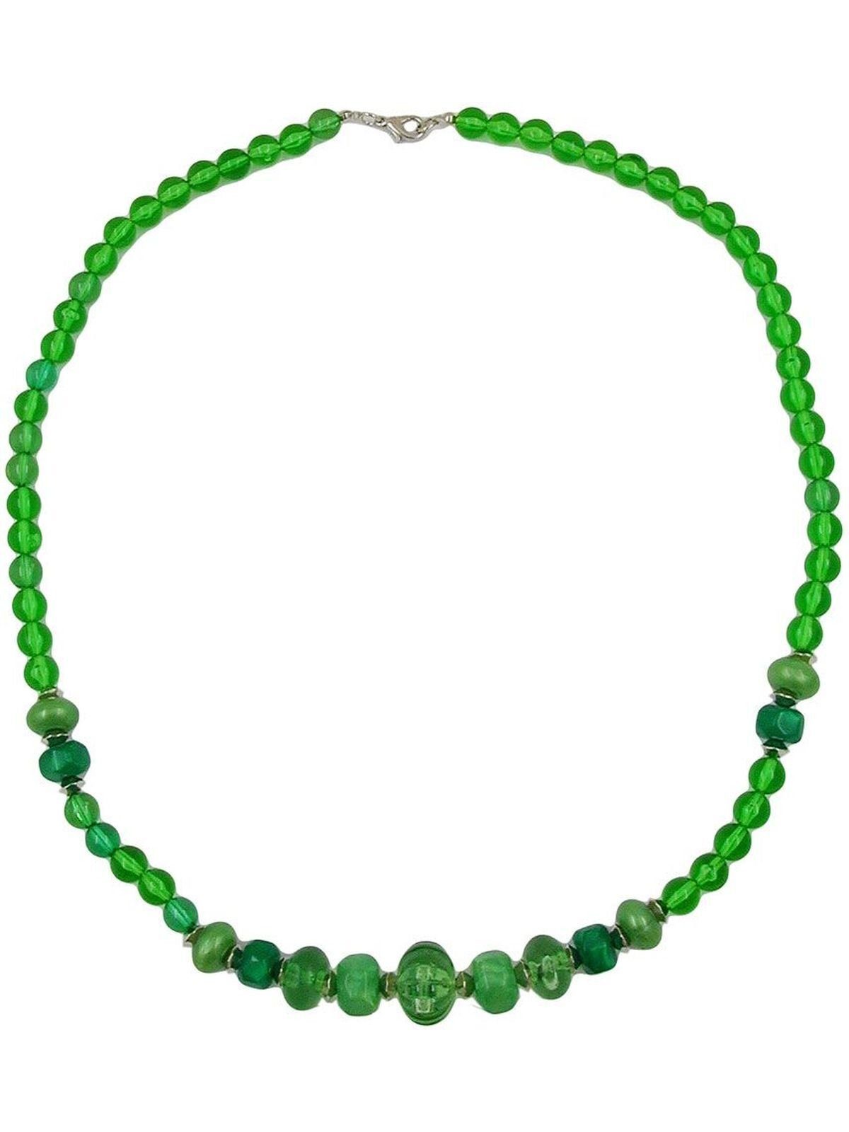 Gallay Perlenkette Kette Kunststoffperlen grün-transparent 60cm