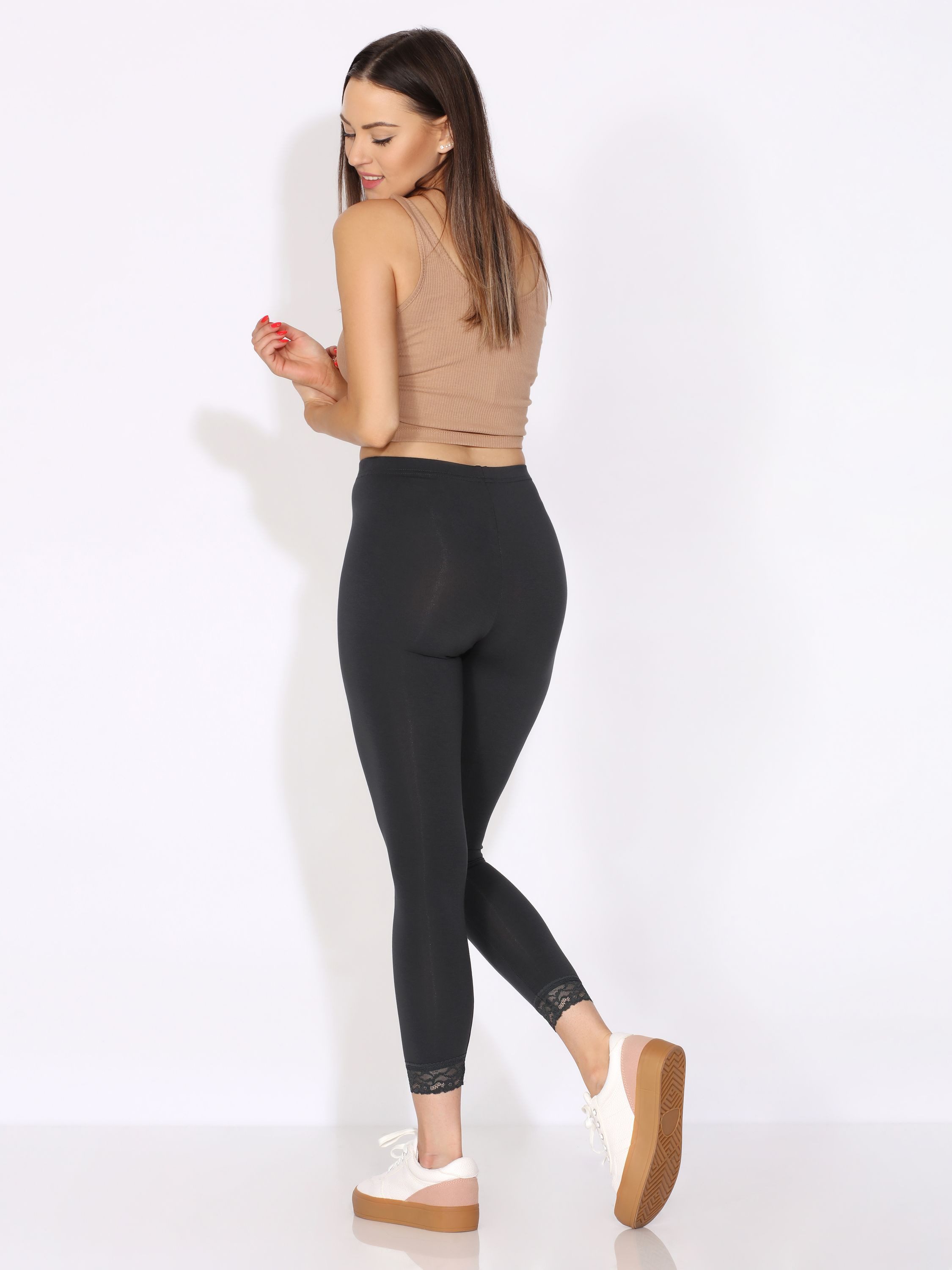 Merry Style Leggings Damen 7/8 Hose mit Spitze MS10-342 (1-tlg) aus Viskose