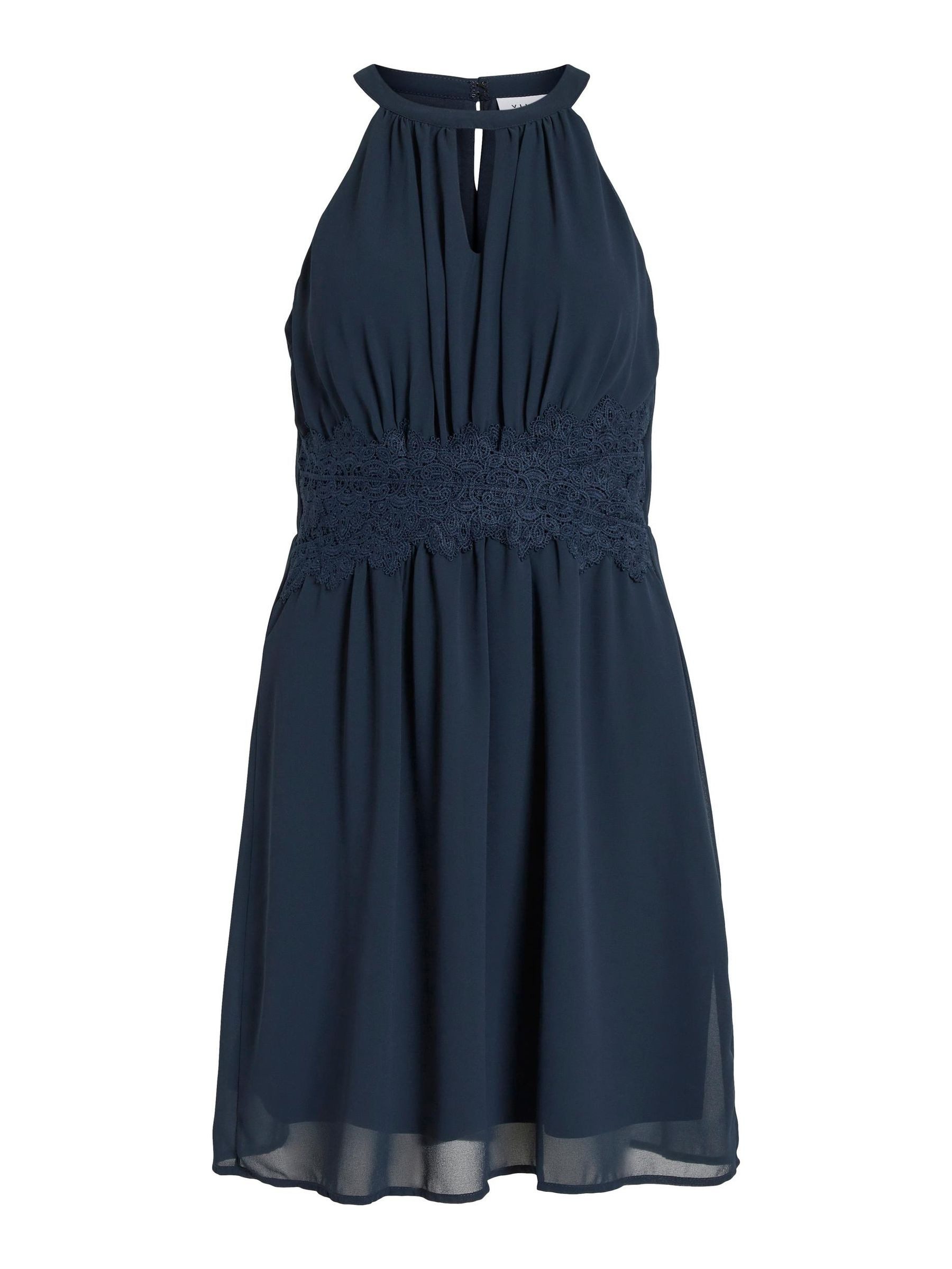 Vila Shirtkleid Lockeres Sommer Dress Stickerei mit Neckholder (mini) VIMILINA HALTERNECK DRESS - NOOS